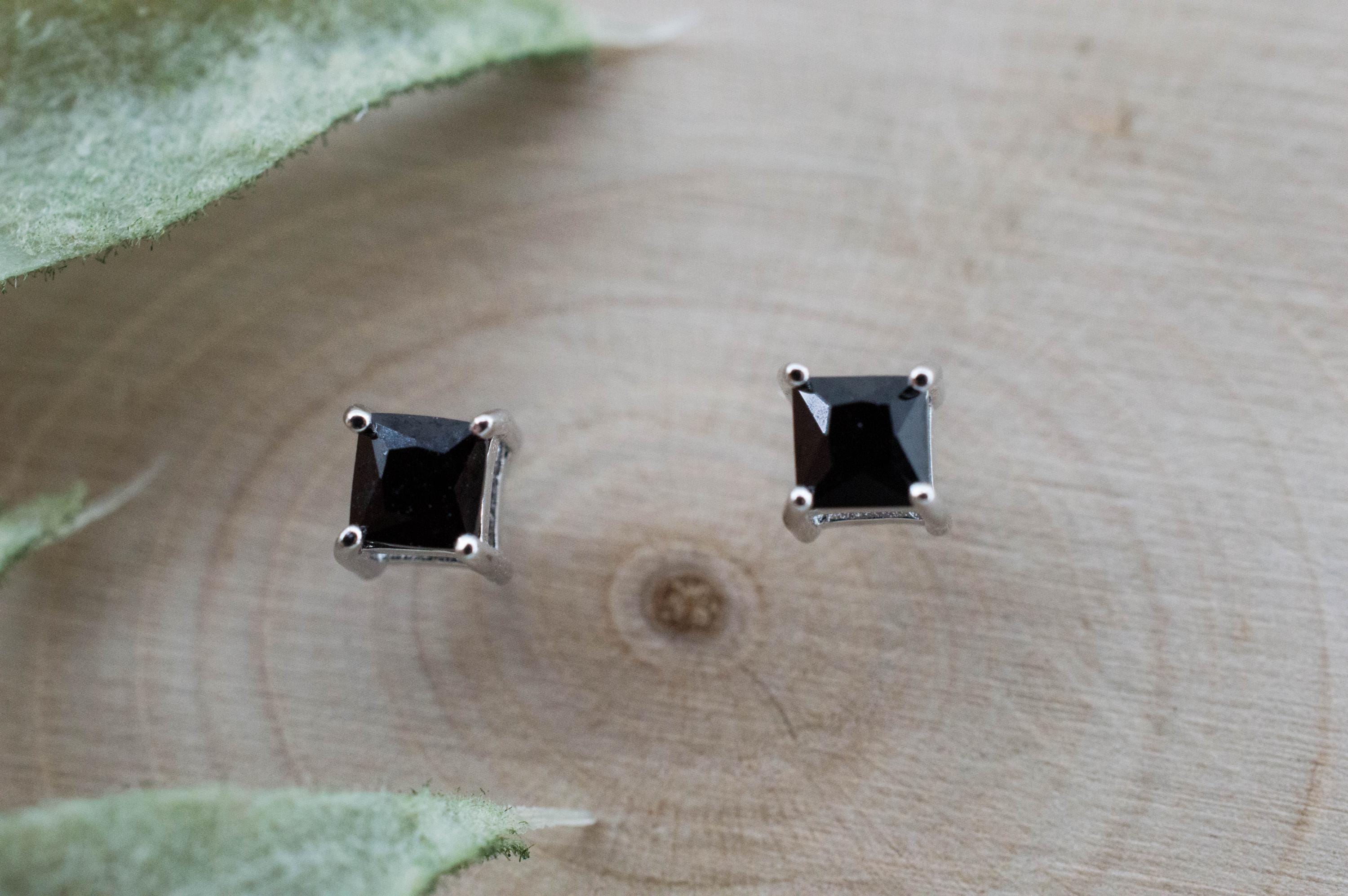 Black Spinel Earrings; Natural Untreated Thailand Spinel; 0.425cts