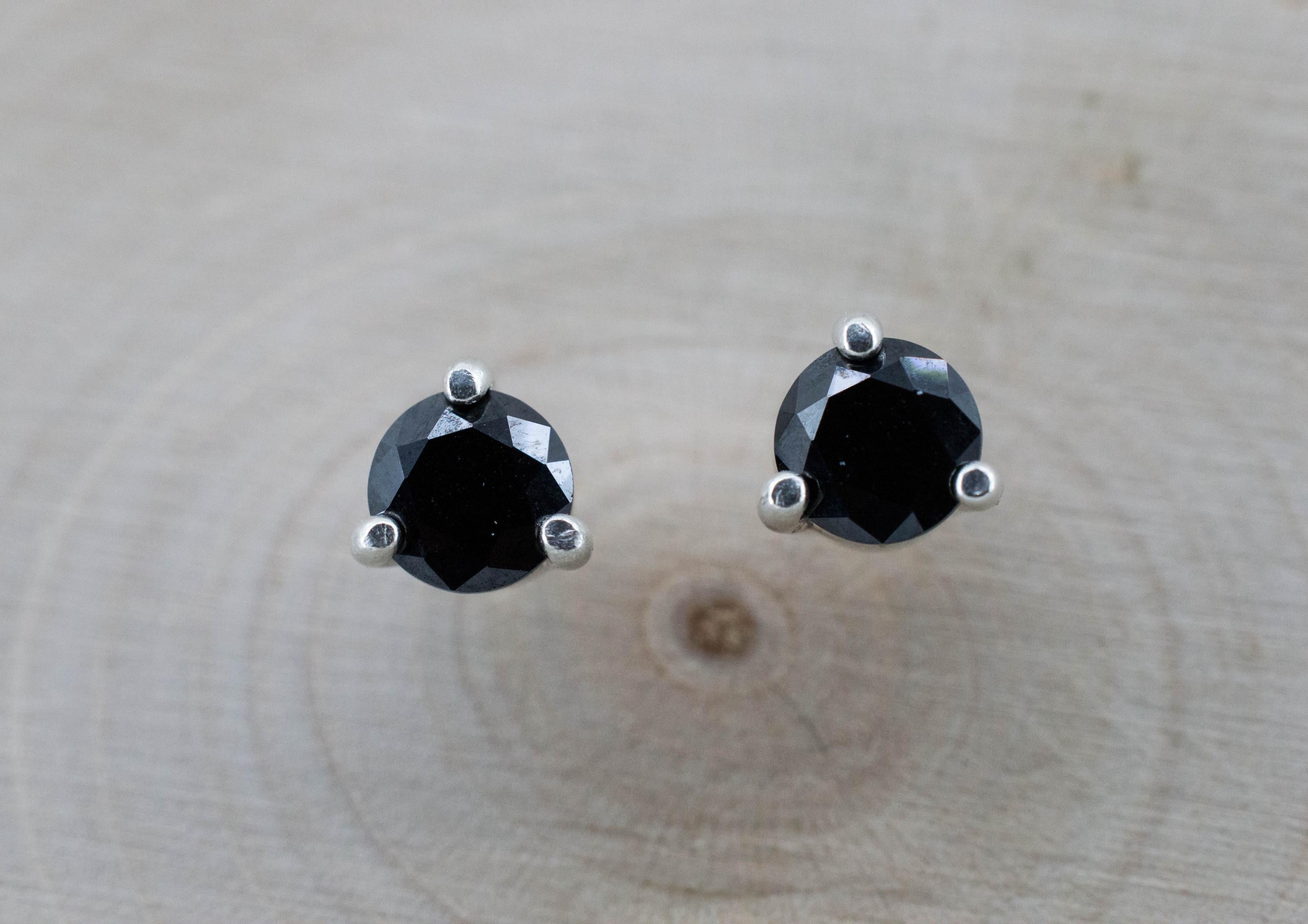 Black Spinel Earrings; Natural Untreated Thailand Spinel; 1.140cts