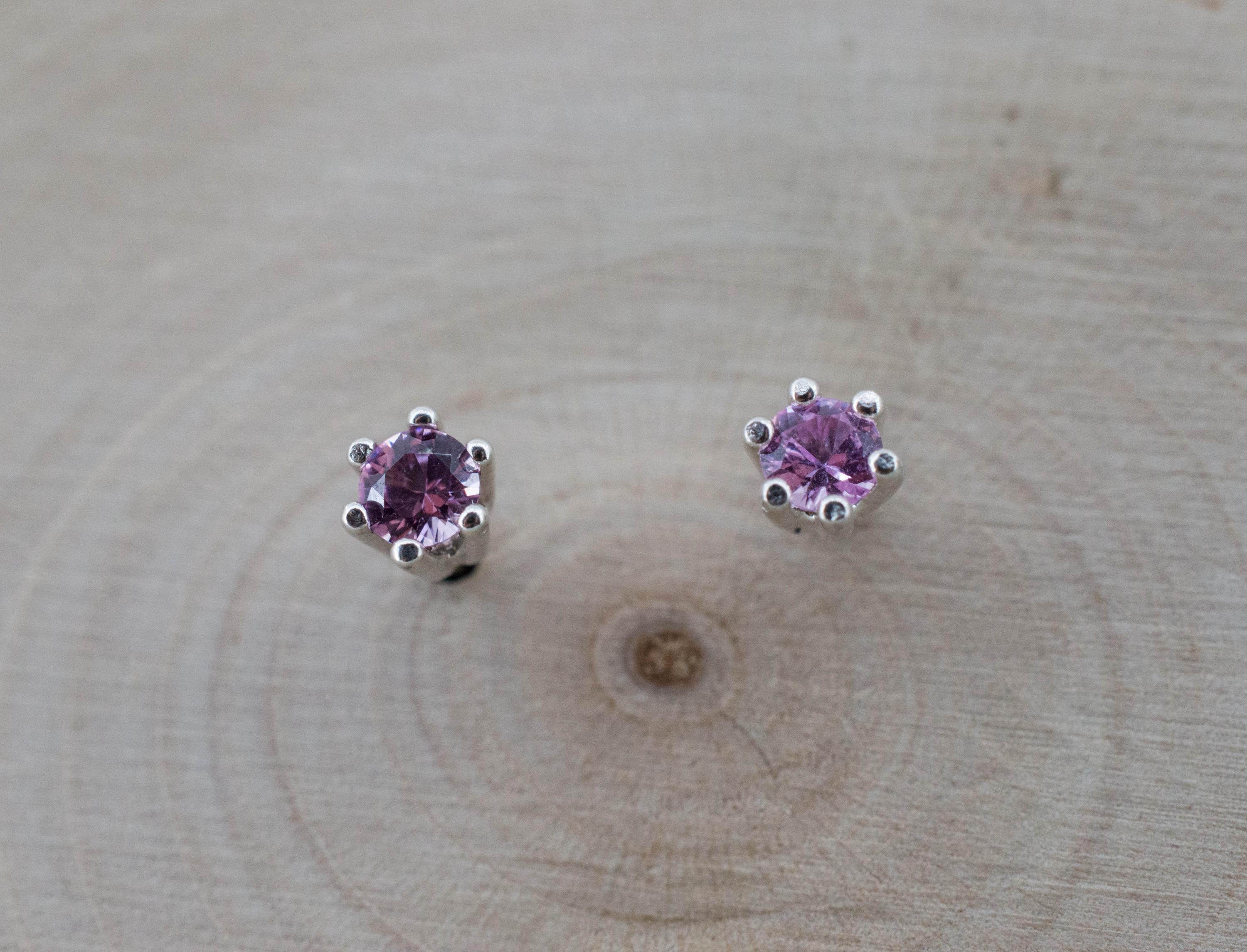 Pink Sapphire Earrings; Natural Untreated Sri Lanka Sapphire; 0.235cts