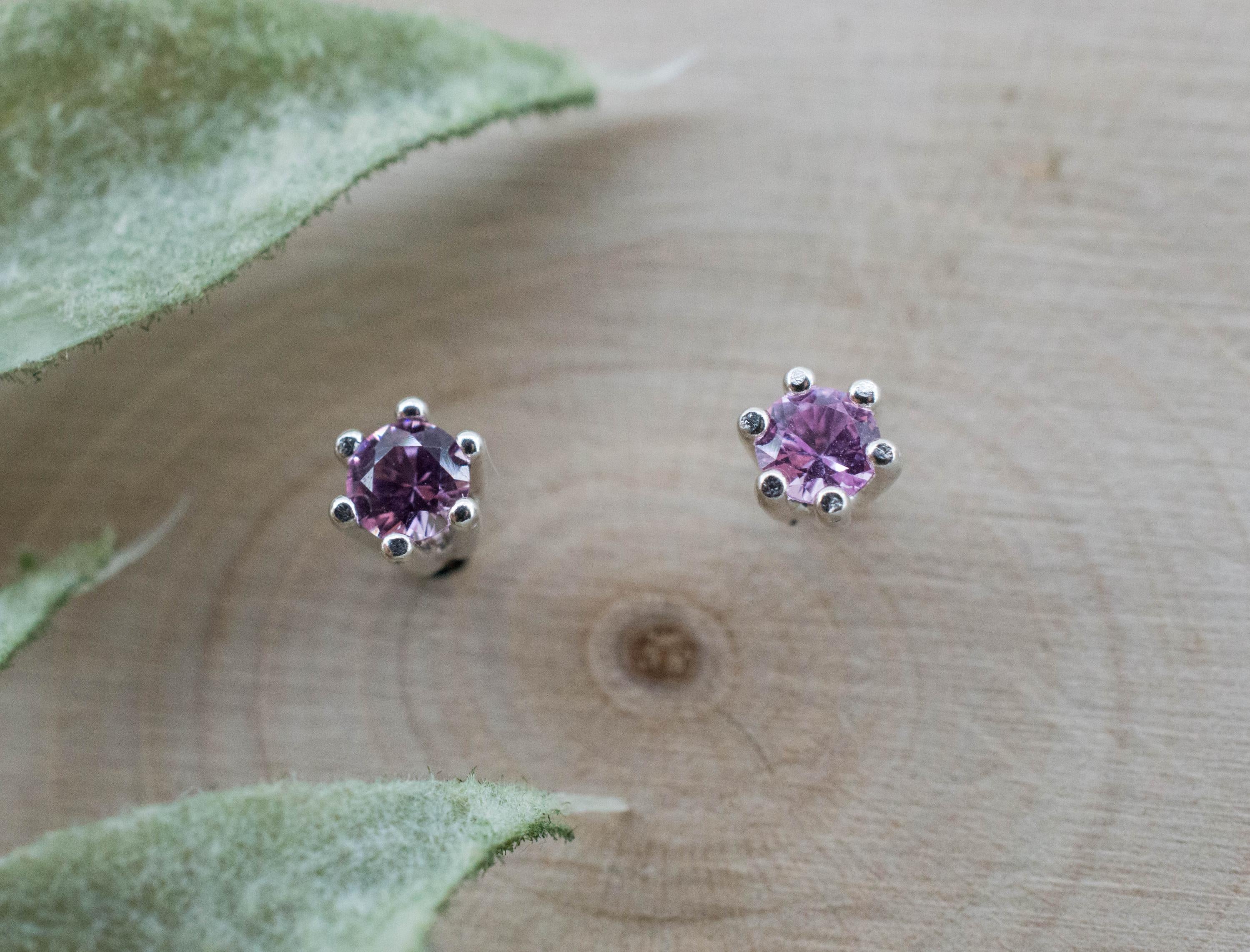 Pink Sapphire Earrings; Natural Untreated Sri Lanka Sapphire; 0.235cts