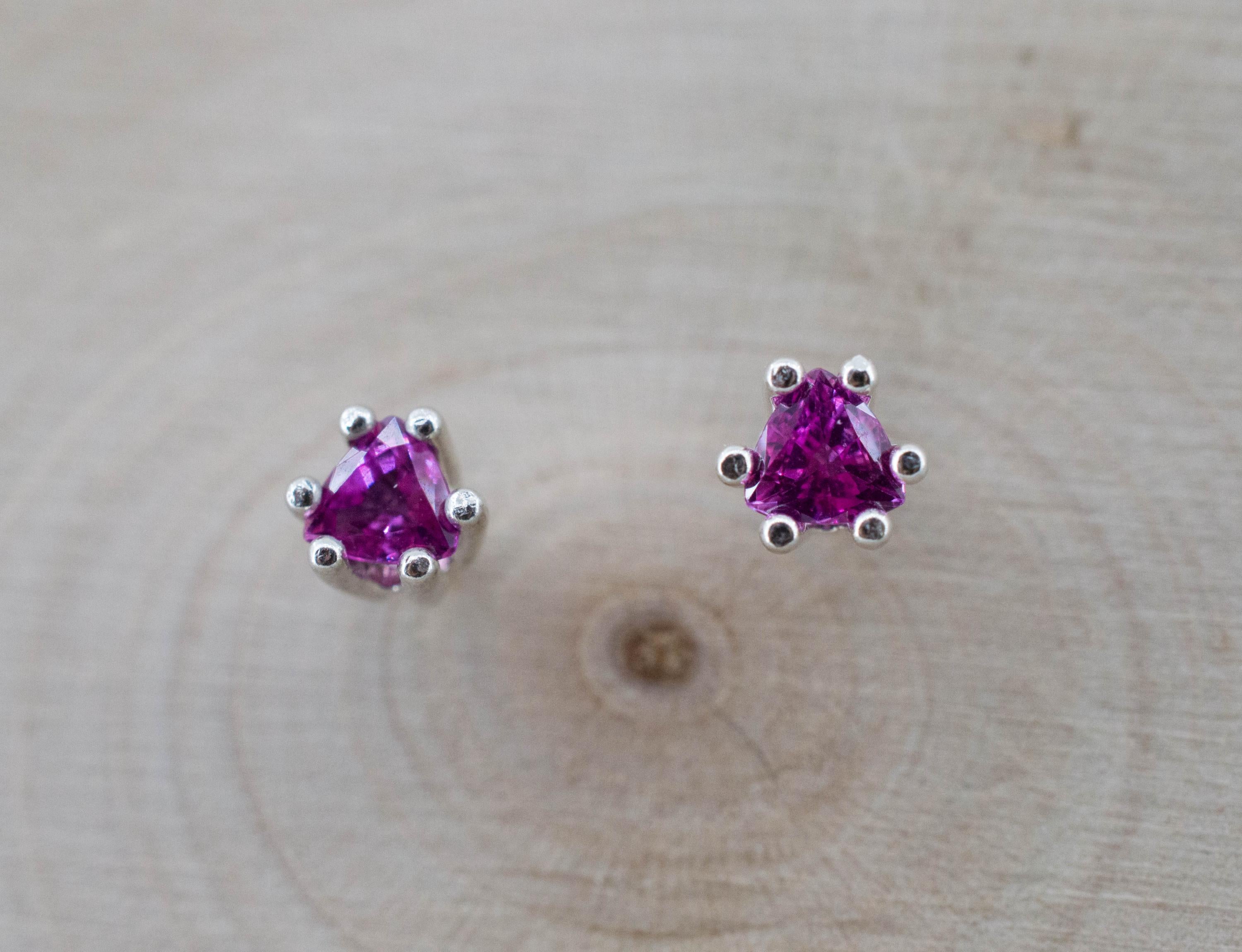Pink Sapphire Earrings; Natural Untreated Vietnam Sapphire; 0.435cts