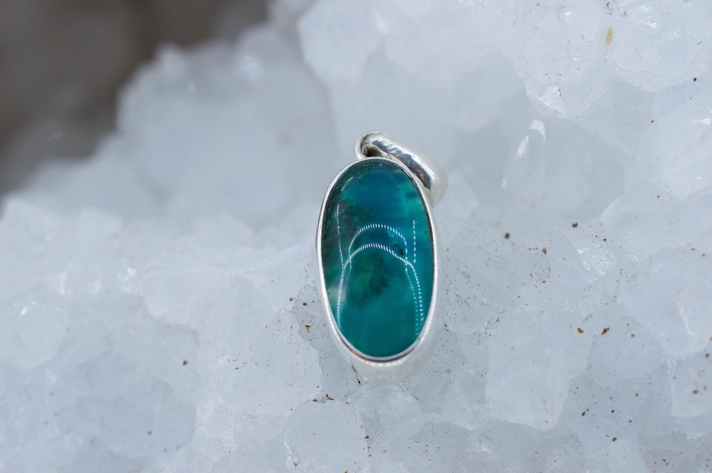 Chrysocolla and Malachite Pendant; Natural Untreated Arizona Inspiration Mine Gem Silica; 17x10mm