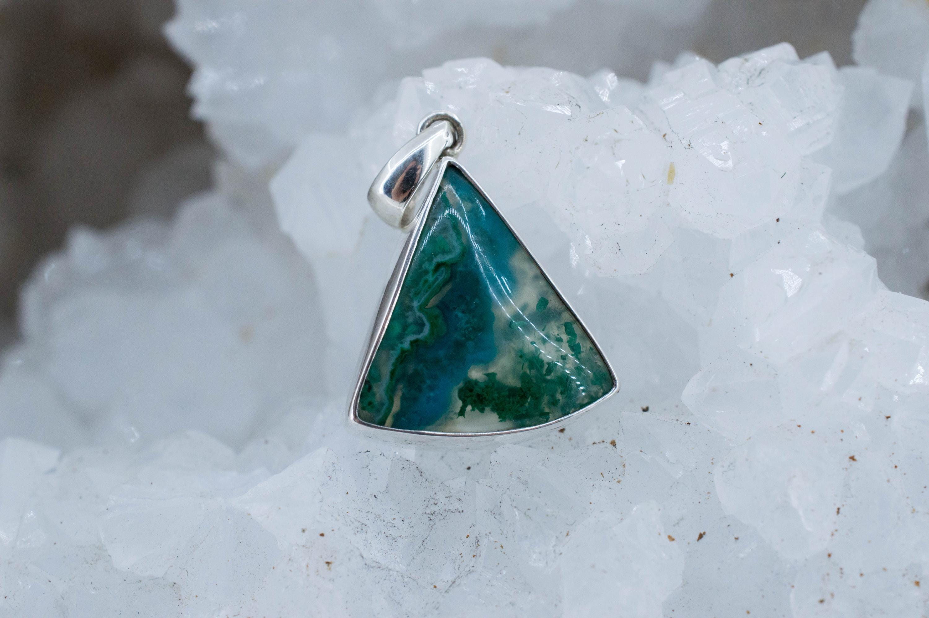 Chrysocolla and Malachite Pendant; Natural Untreated Arizona Inspiration Mine Gem Silica; 17x18mm