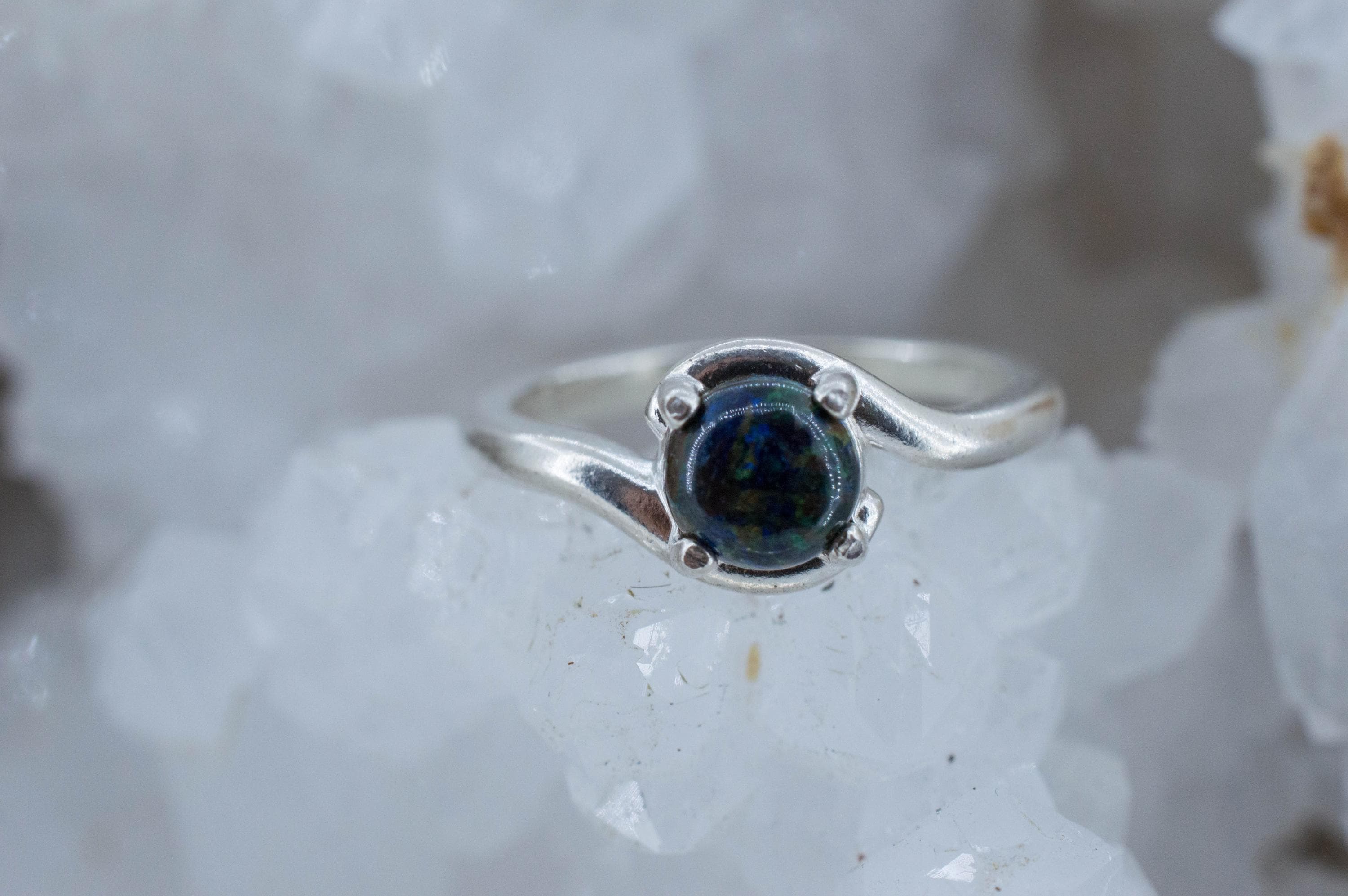 Azurmalachite Ring; Natural Untreated Arizona Azurite and Malachite; 1.020cts