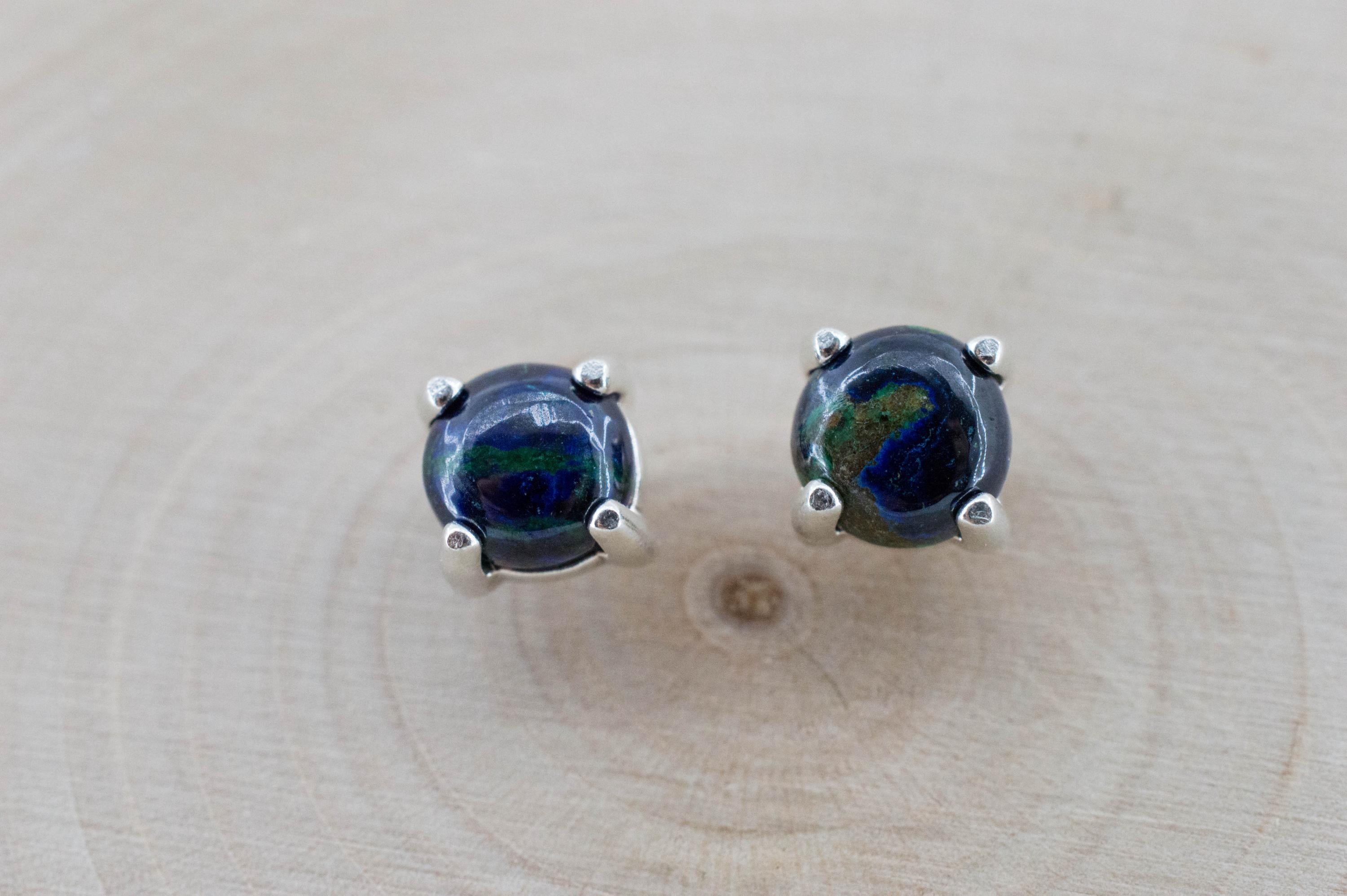 Azurite Malachite Earrings; Natural Untreated Arizona Azurmalachite; 1.785cts