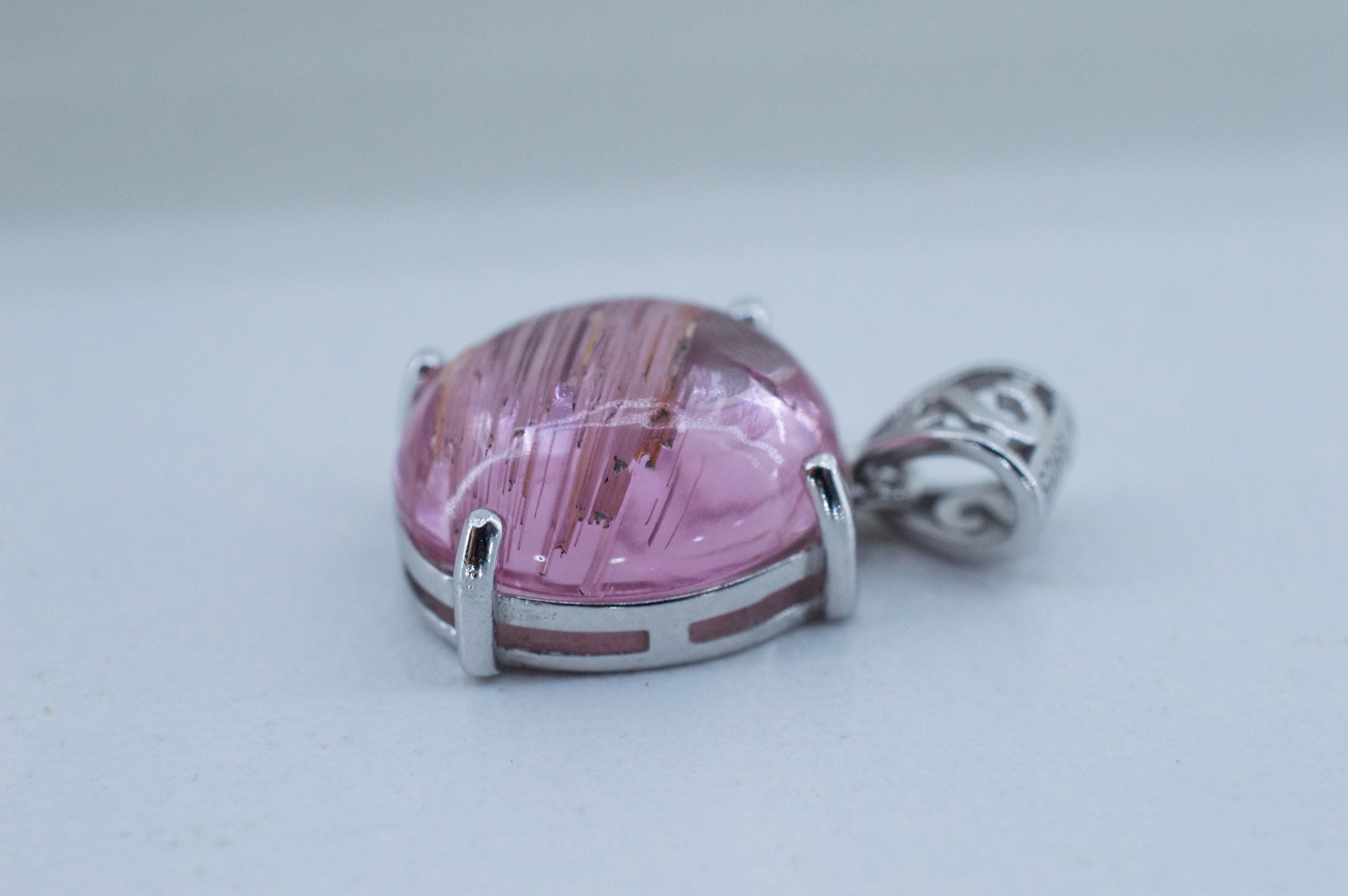 Pink Tourmaline Pendant, Natural Untreated San Diego Cats Eye Tourmaline; 6.960cts