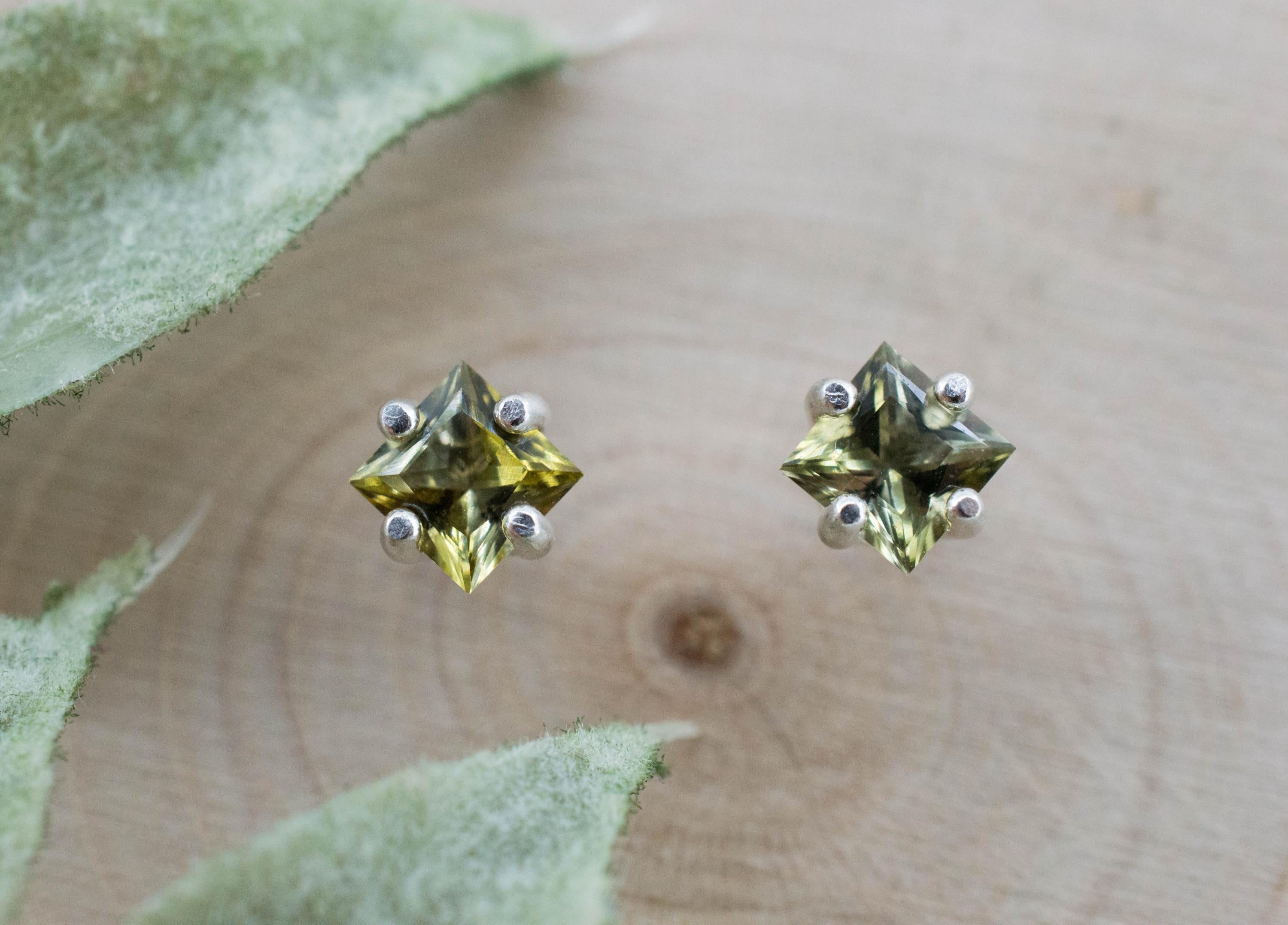 Green Tourmaline Earrings; Natural Untreated San Diego Tourmaline; 0.590ctw
