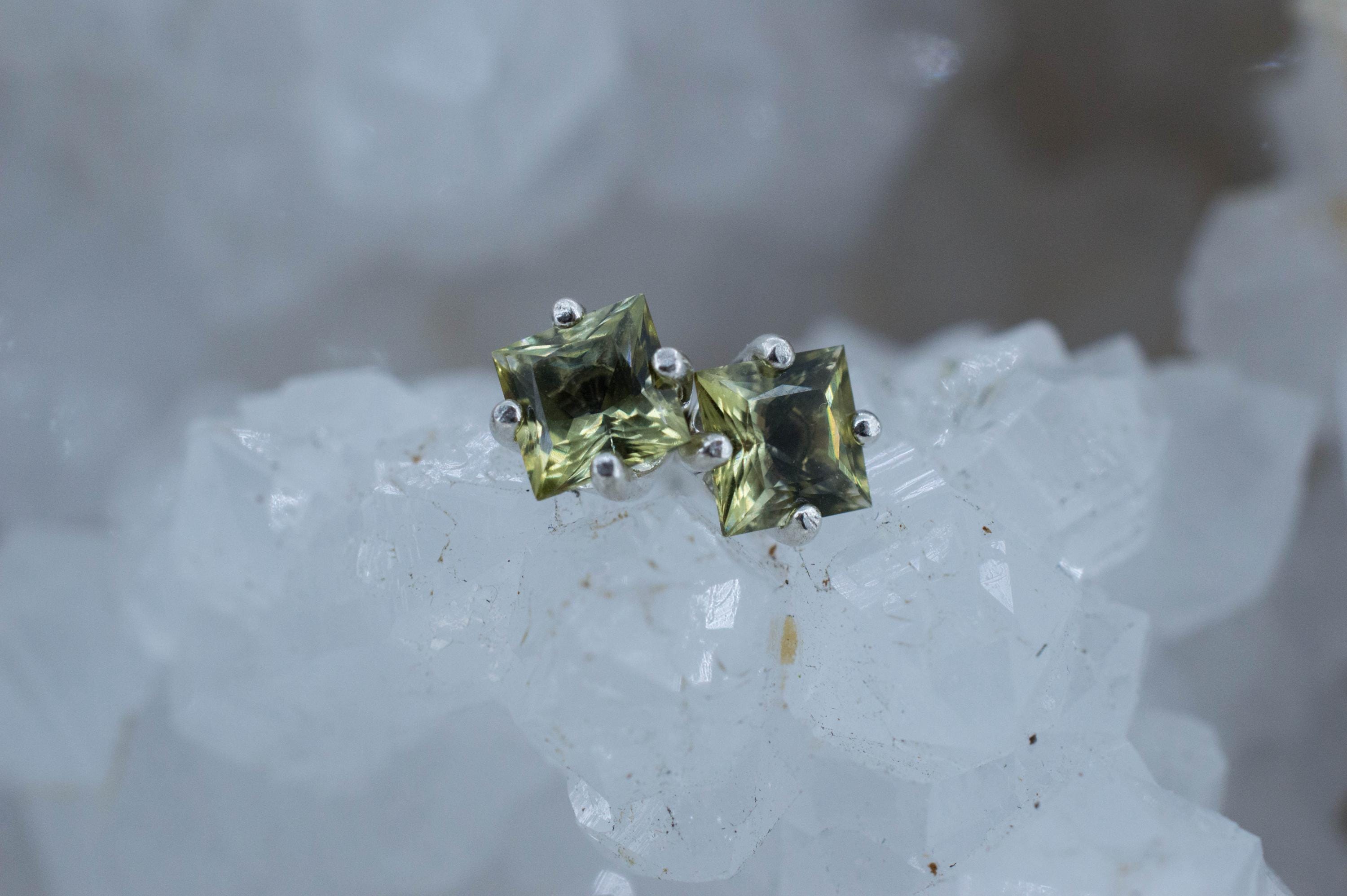 Green Tourmaline Earrings; Natural Untreated San Diego Tourmaline; 0.895ctw