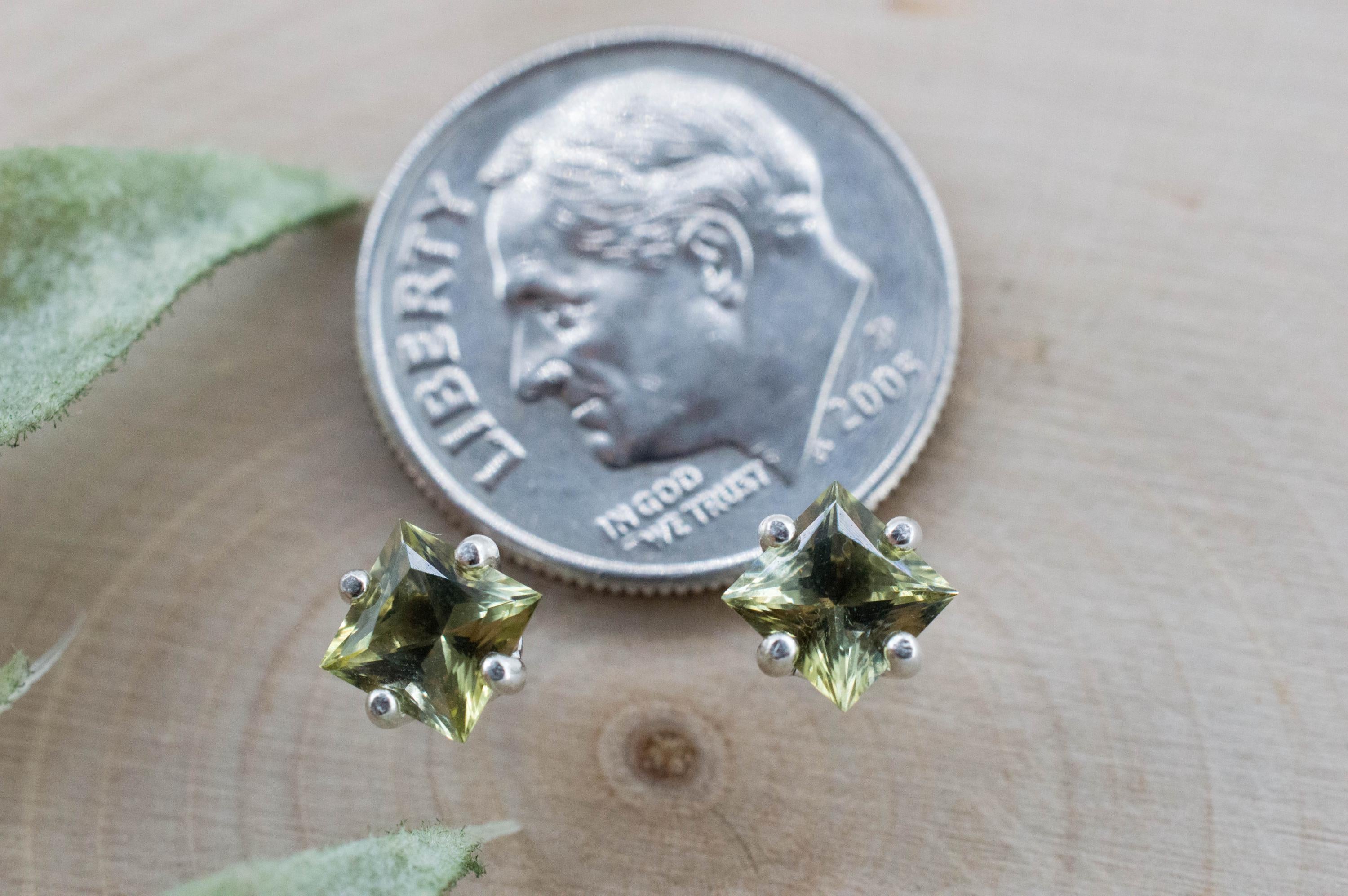 Green Tourmaline Earrings; Natural Untreated San Diego Tourmaline; 0.895ctw