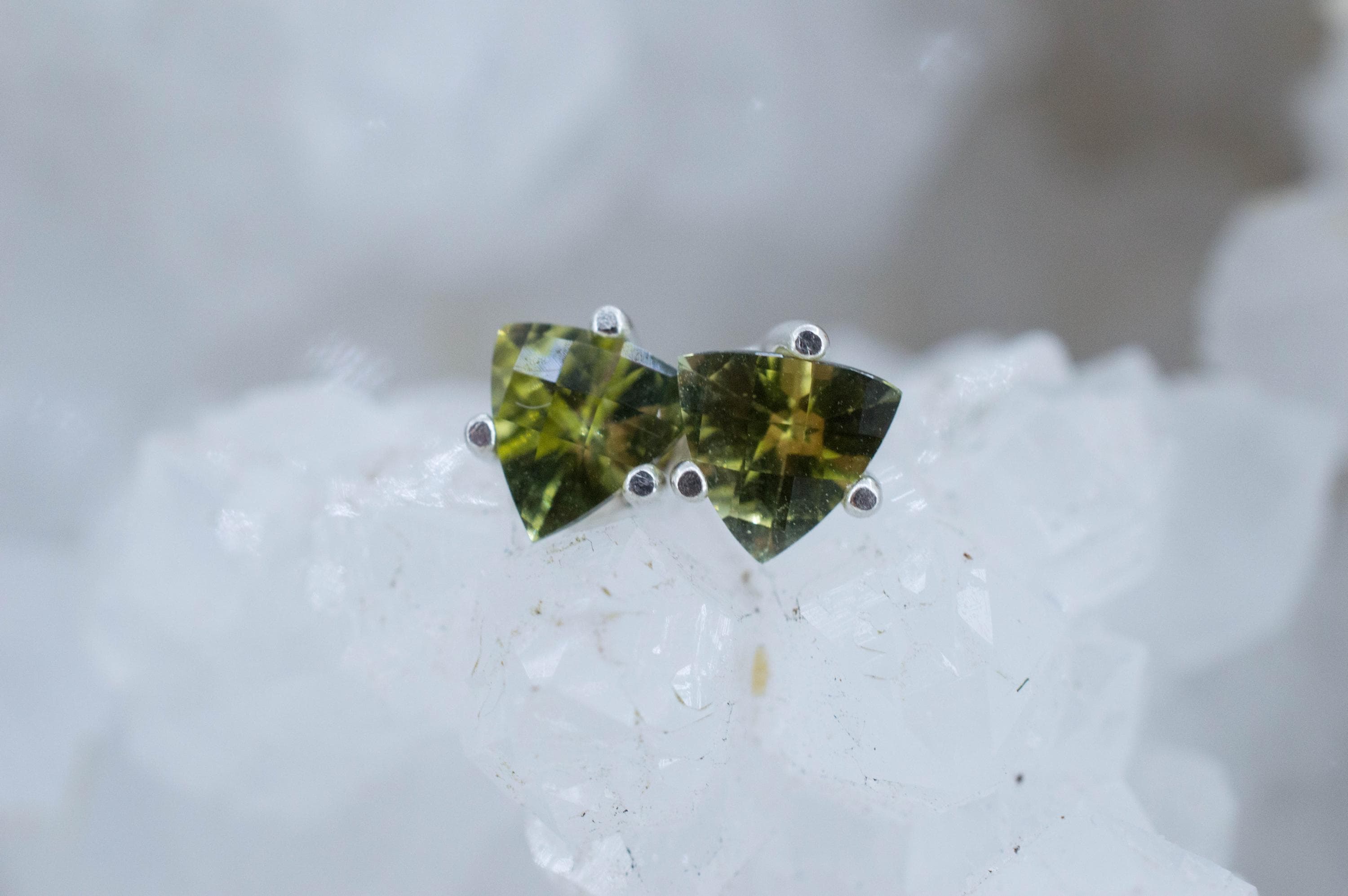 Green Tourmaline Earrings; Natural Untreated San Diego Tourmaline; 0.96ctw