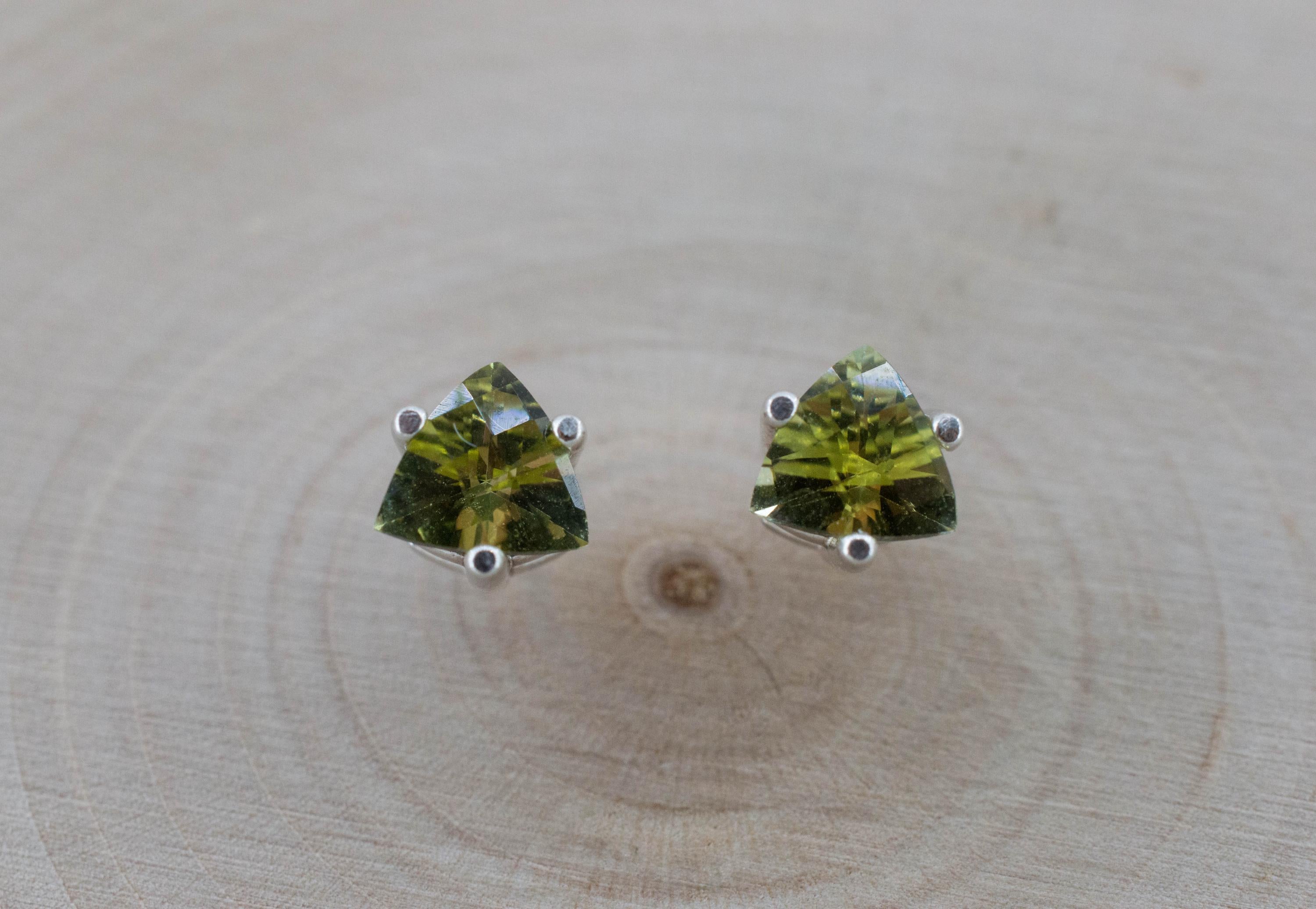 Green Tourmaline Earrings; Natural Untreated San Diego Tourmaline; 0.96ctw