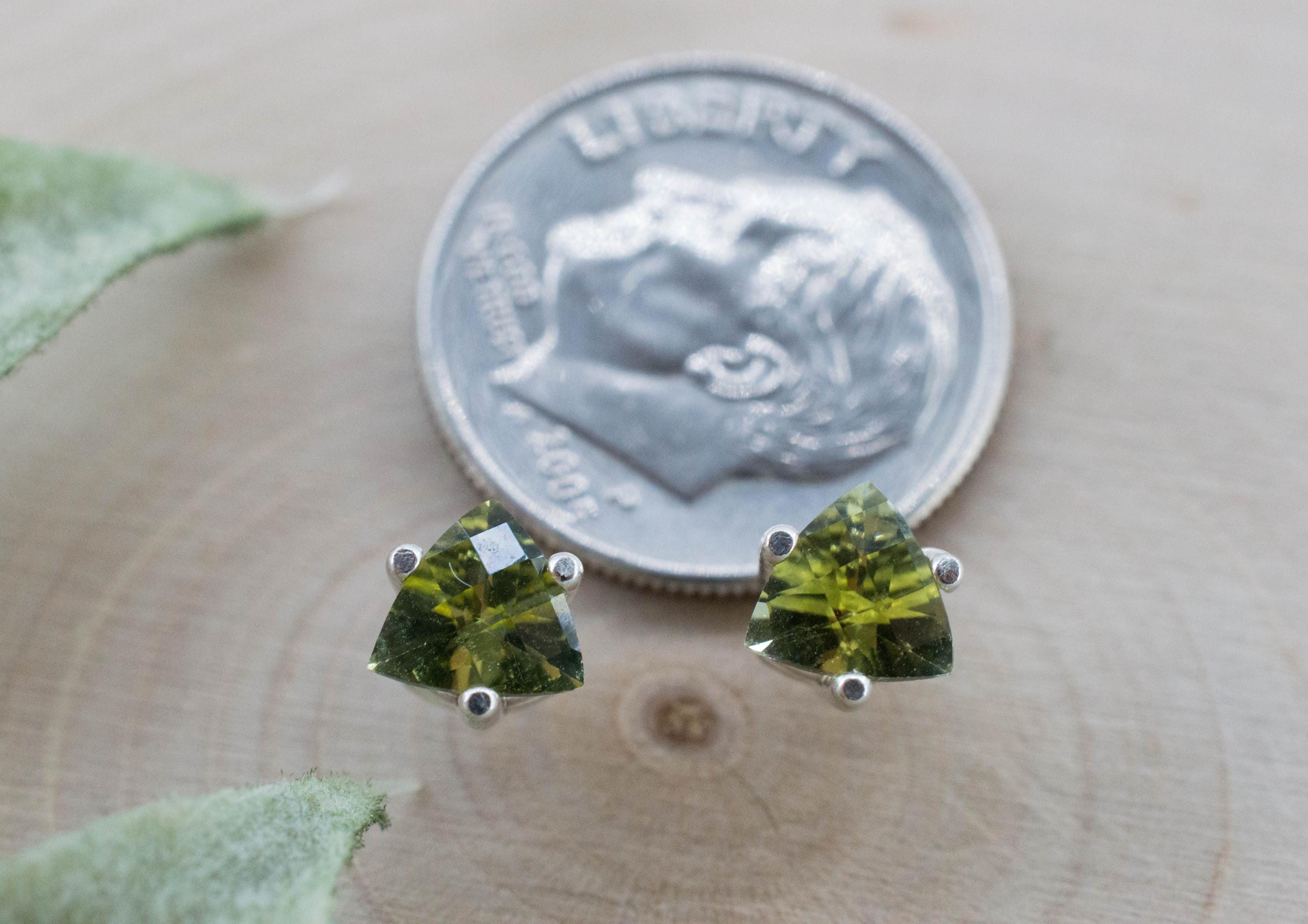 Green Tourmaline Earrings; Natural Untreated San Diego Tourmaline; 0.96ctw
