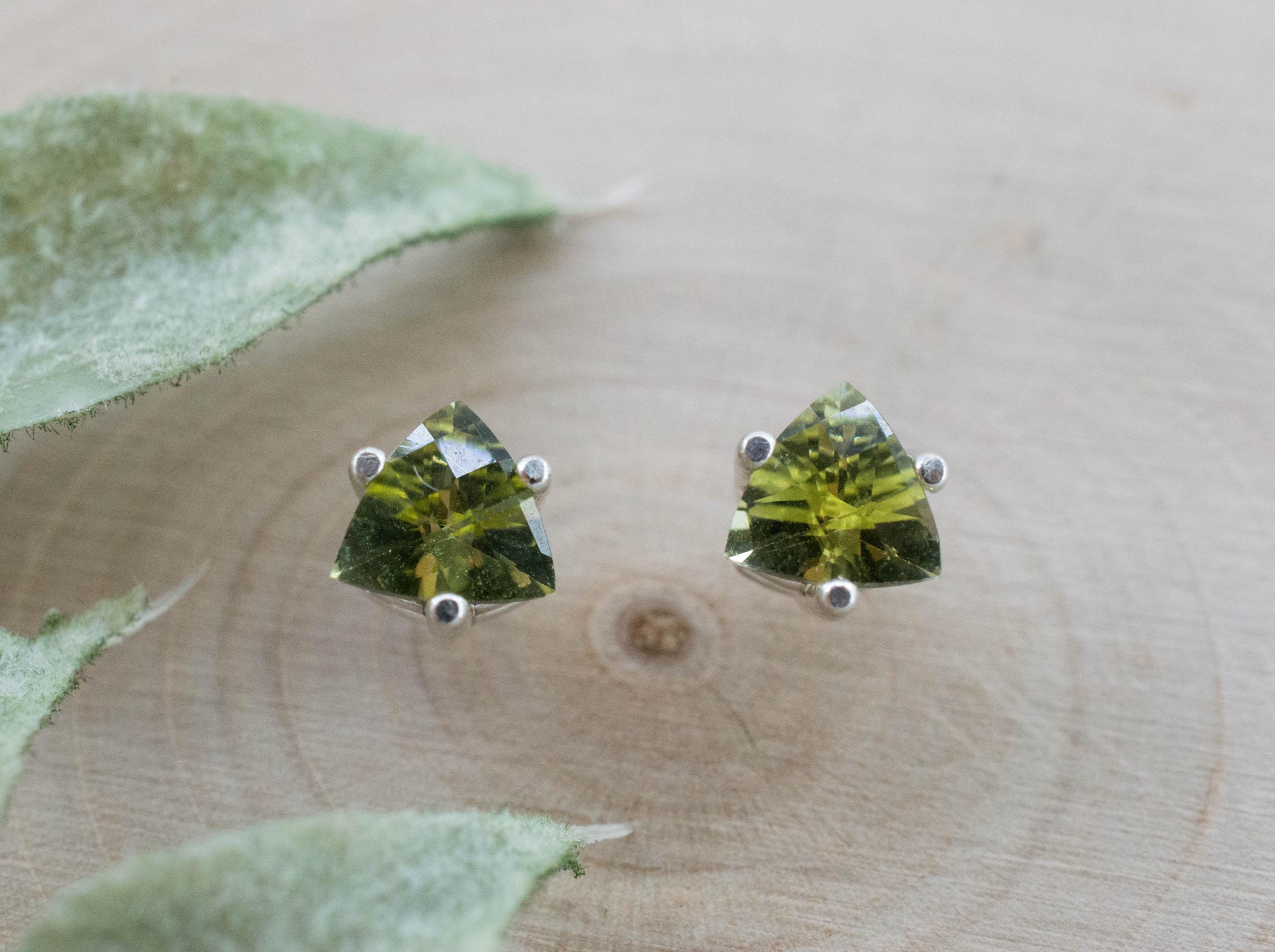 Green Tourmaline Earrings; Natural Untreated San Diego Tourmaline; 0.96ctw