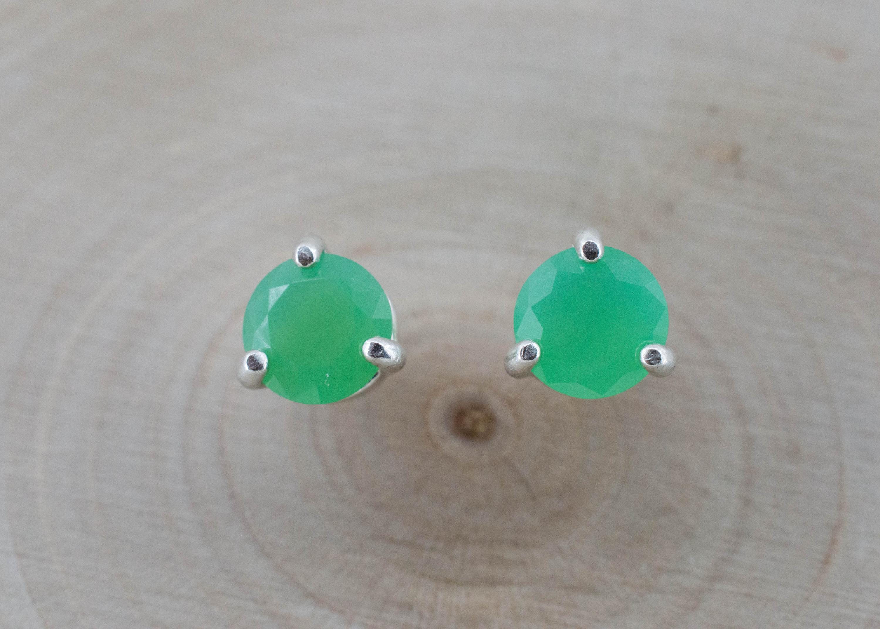 Chrysoprase Earrings, Natural Untreated Australian Chrysoprase; 1.150cts