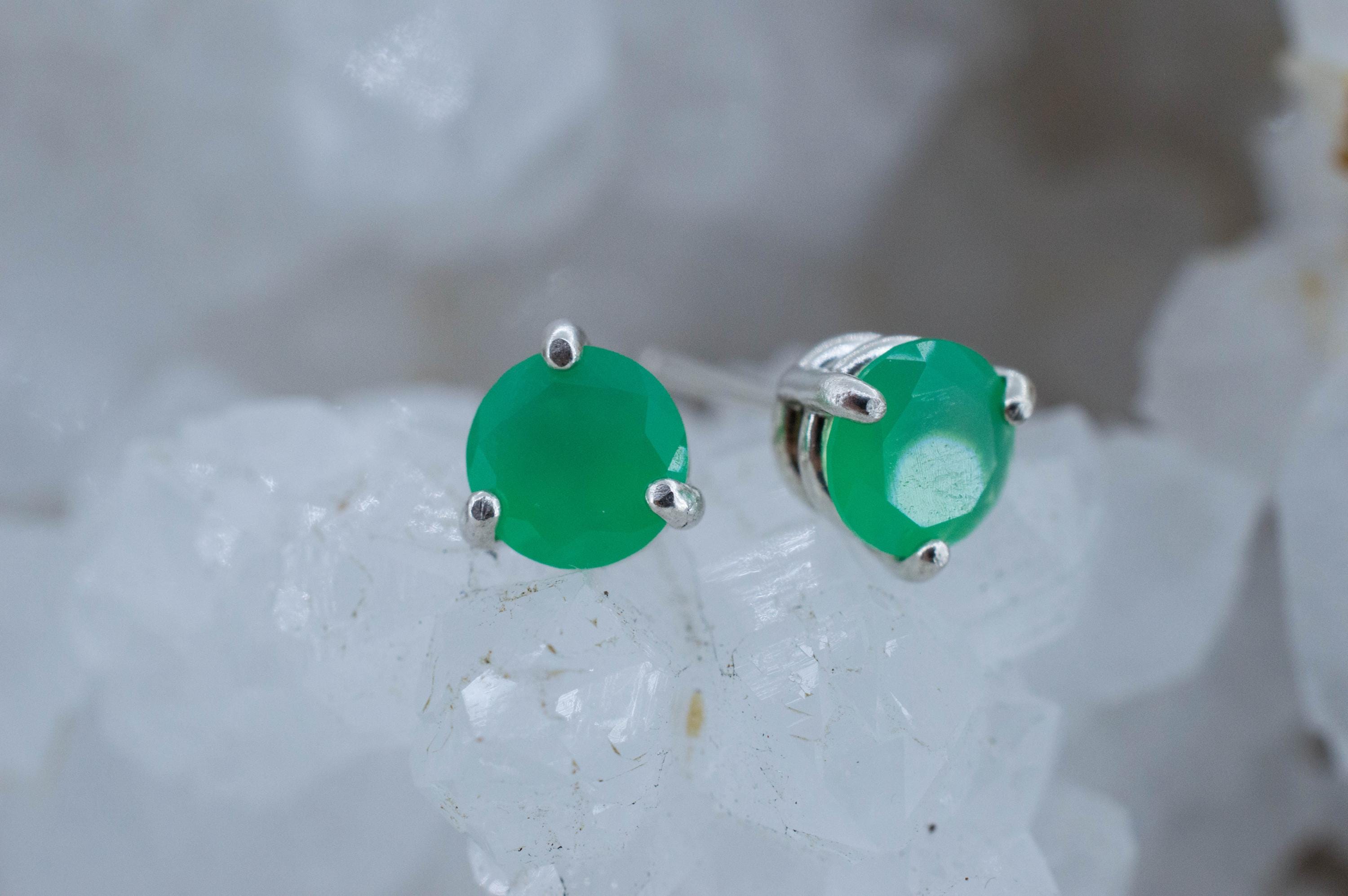 Chrysoprase Earrings, Natural Untreated Australian Chrysoprase; 1.195cts