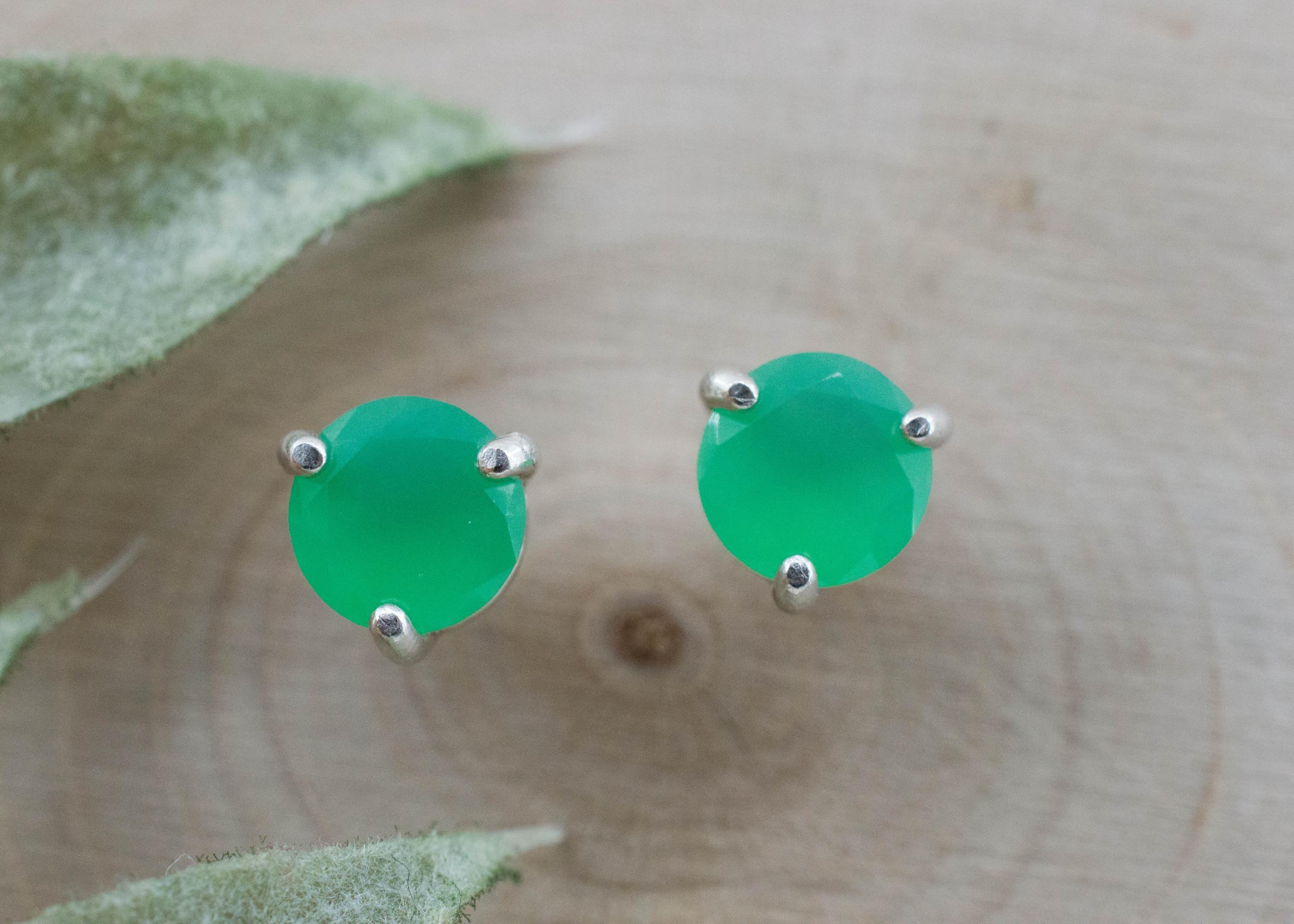 Chrysoprase Earrings, Natural Untreated Australian Chrysoprase; 1.195cts