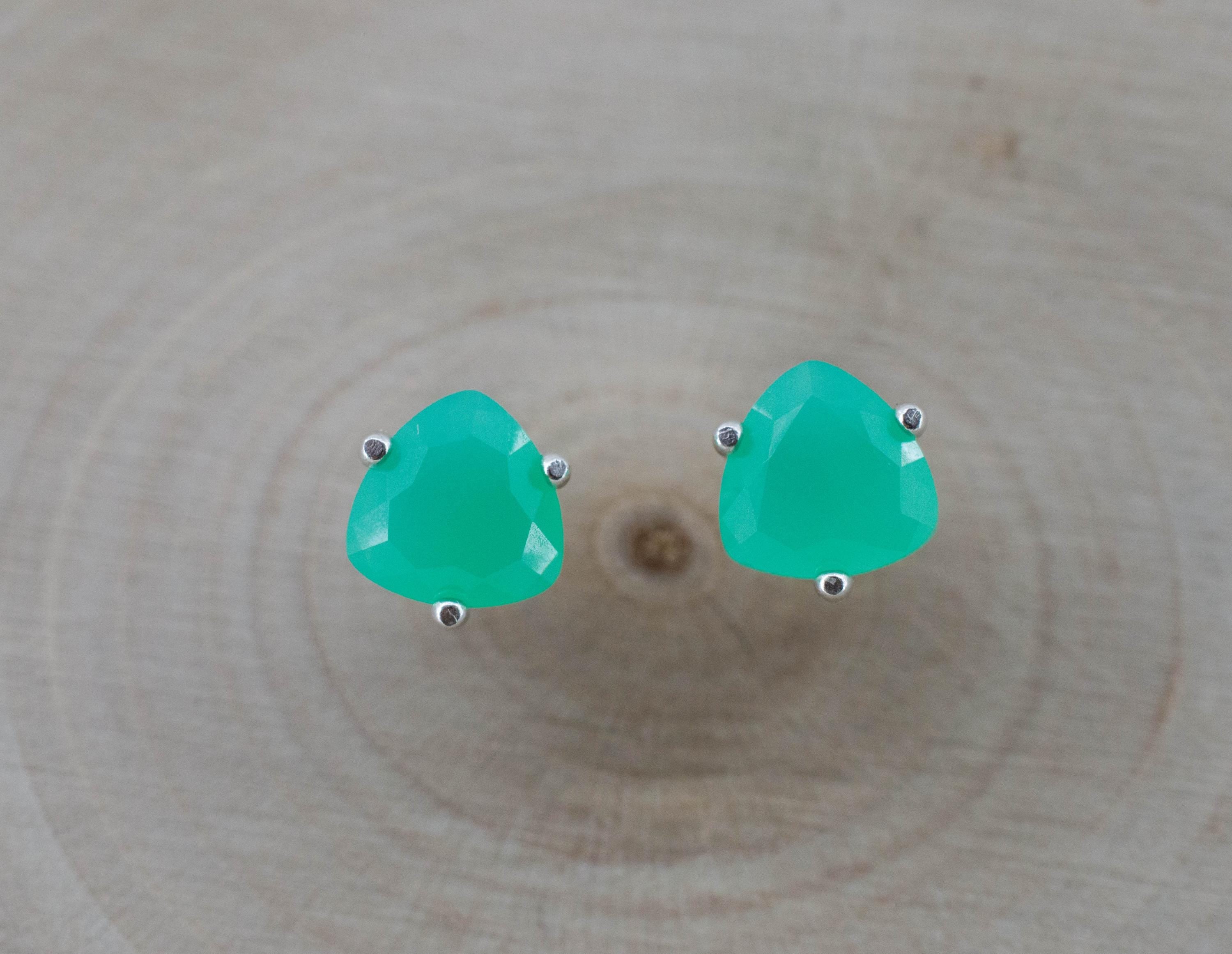 Chrysoprase Earrings, Natural Untreated Australian Chrysoprase; 1.415cts