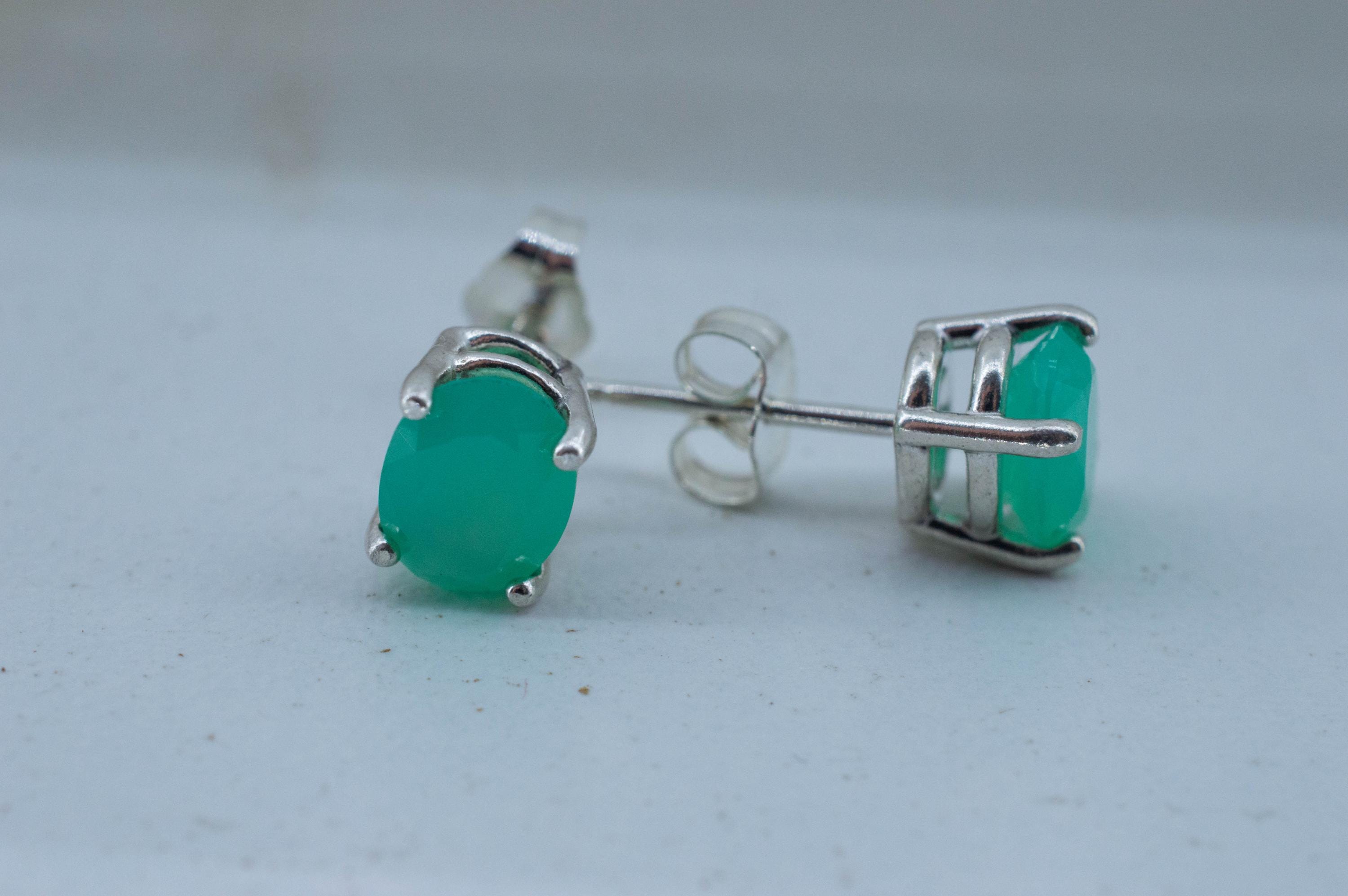 Chrysoprase Earrings, Natural Untreated Australian Chrysoprase; 2.065cts