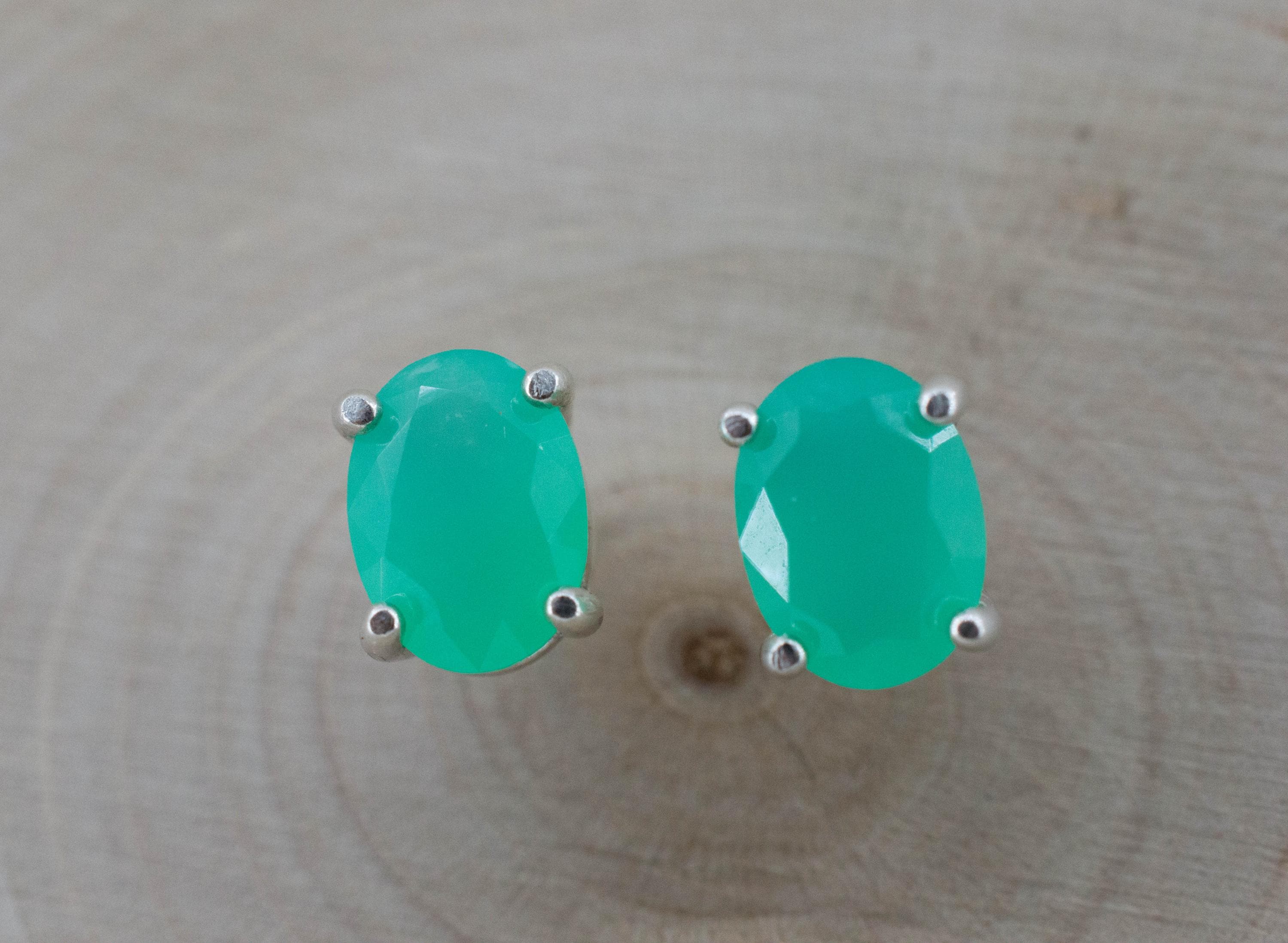 Chrysoprase Earrings, Natural Untreated Australian Chrysoprase; 2.065cts