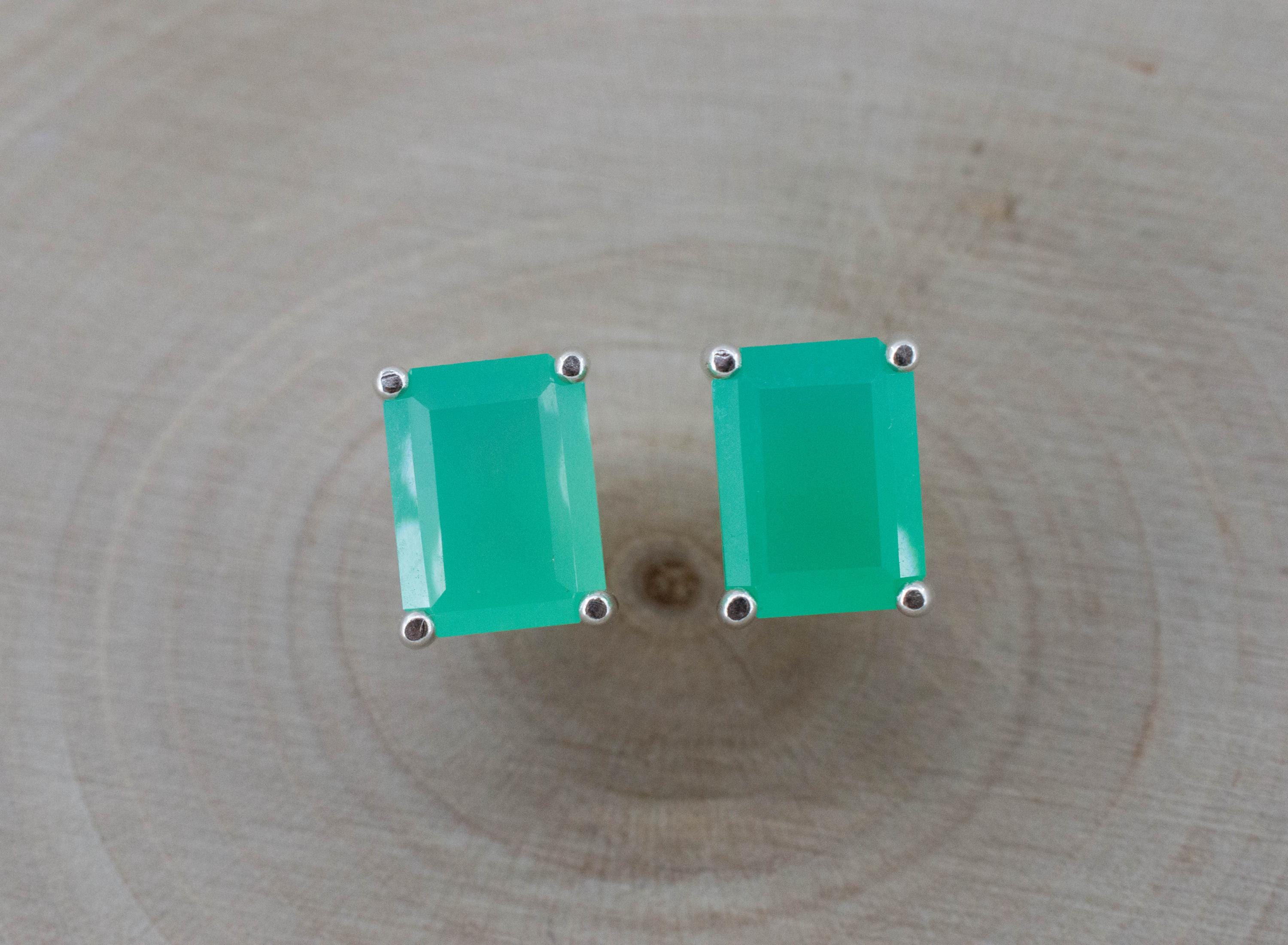 Chrysoprase Earrings, Natural Untreated Australian Chrysoprase; 2.750cts