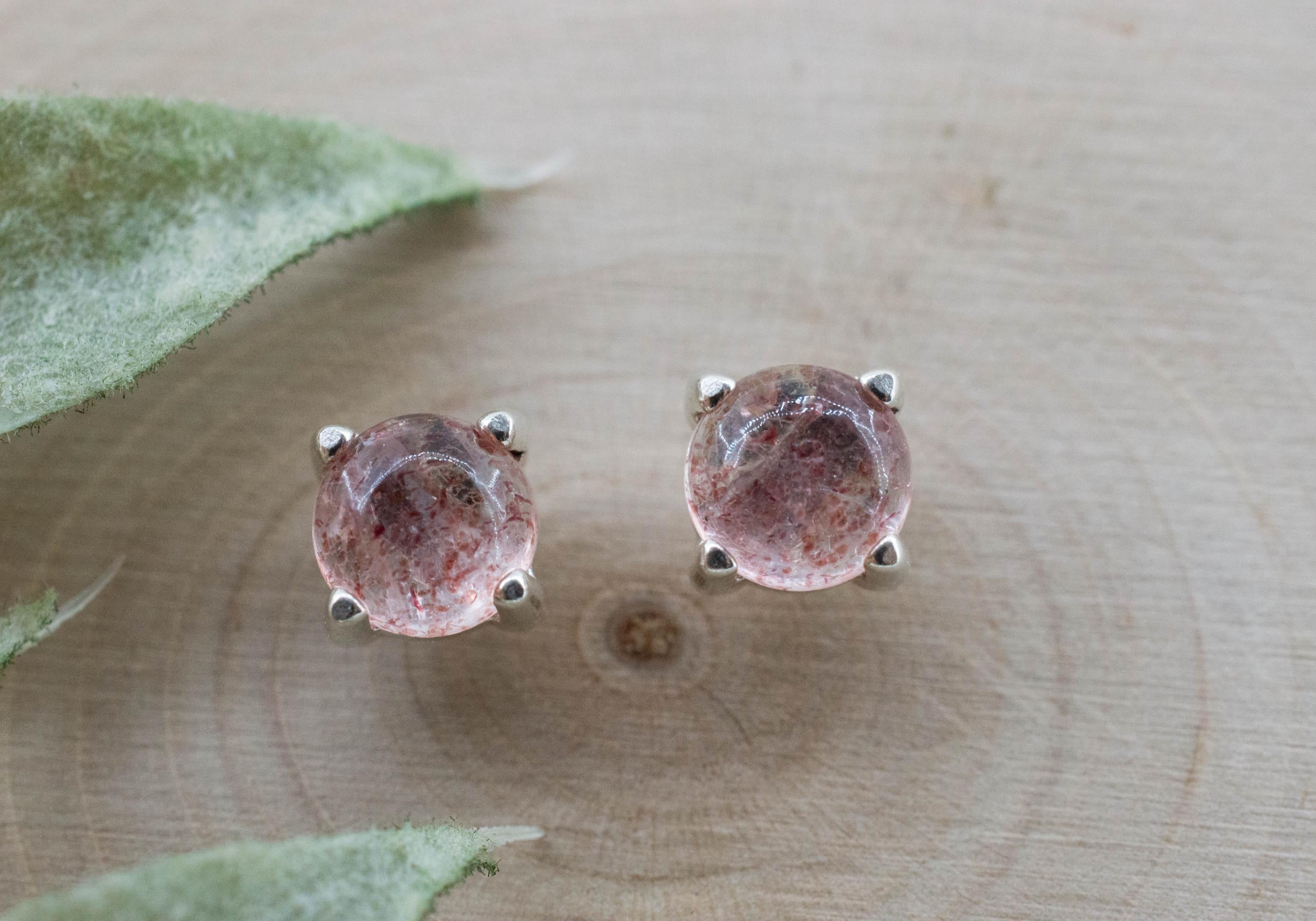 Strawberry Quartz Earrings; Natural Untreated Kazakhstan Quartz; 1.700cts