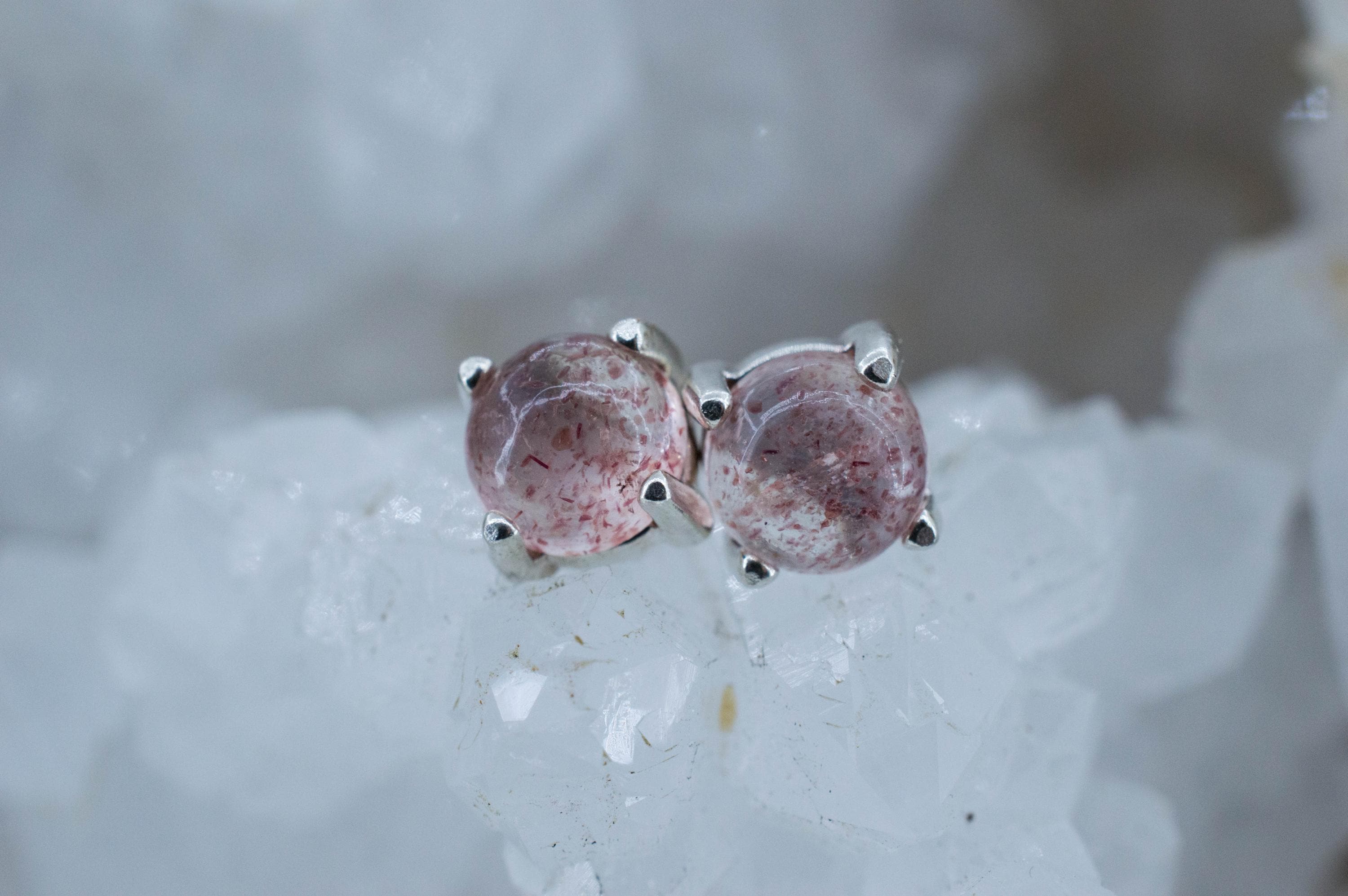 Strawberry Quartz Earrings; Natural Untreated Kazakhstan Quartz; 1.730cts