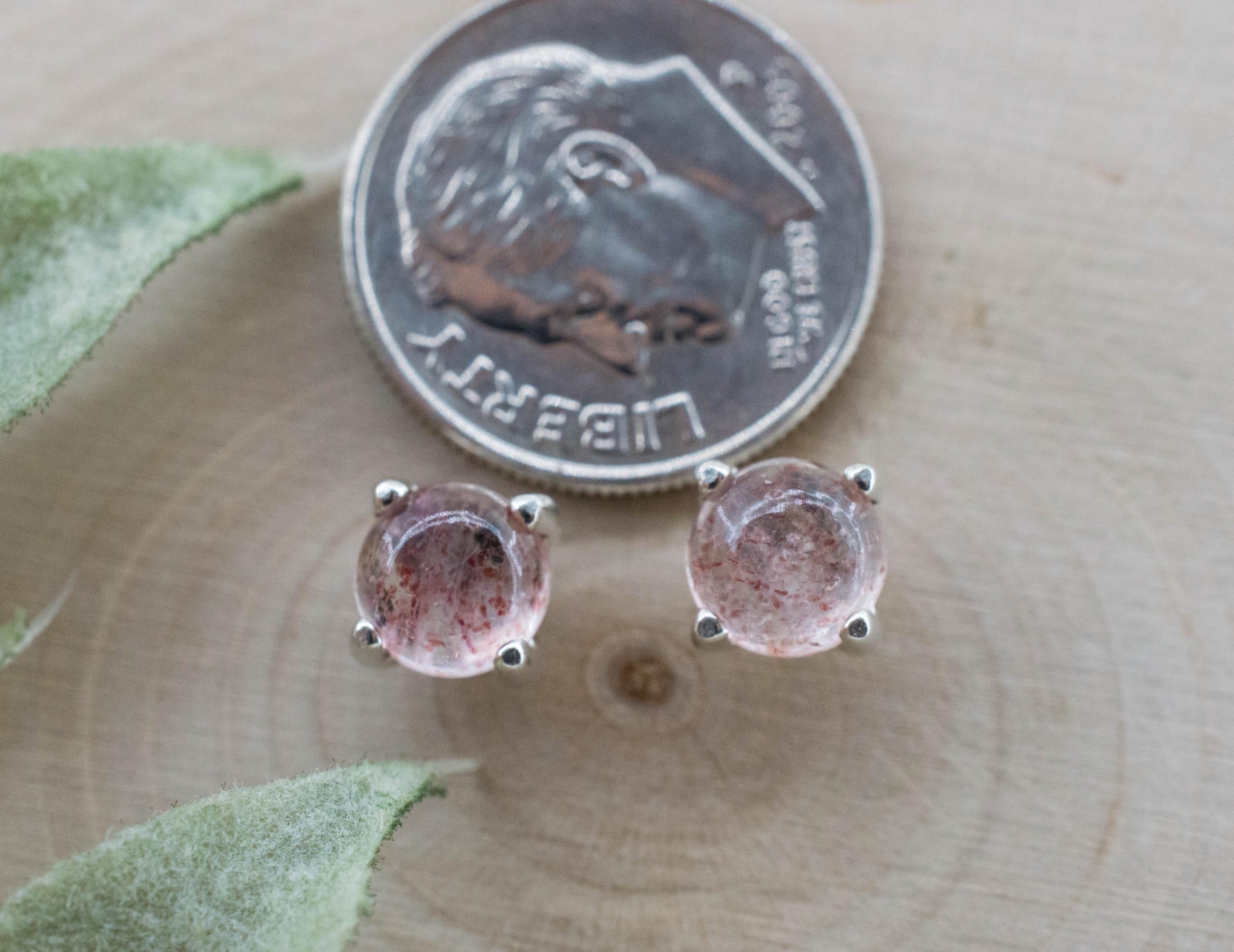 Strawberry Quartz Earrings; Natural Untreated Kazakhstan Quartz; 1.690cts