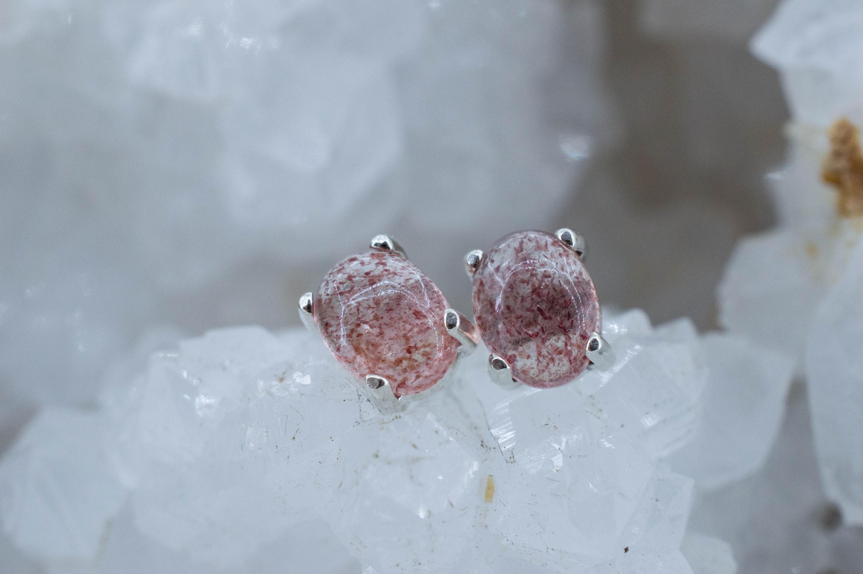 Strawberry Quartz Earrings; Natural Untreated Kazakhstan Quartz; 2.390cts