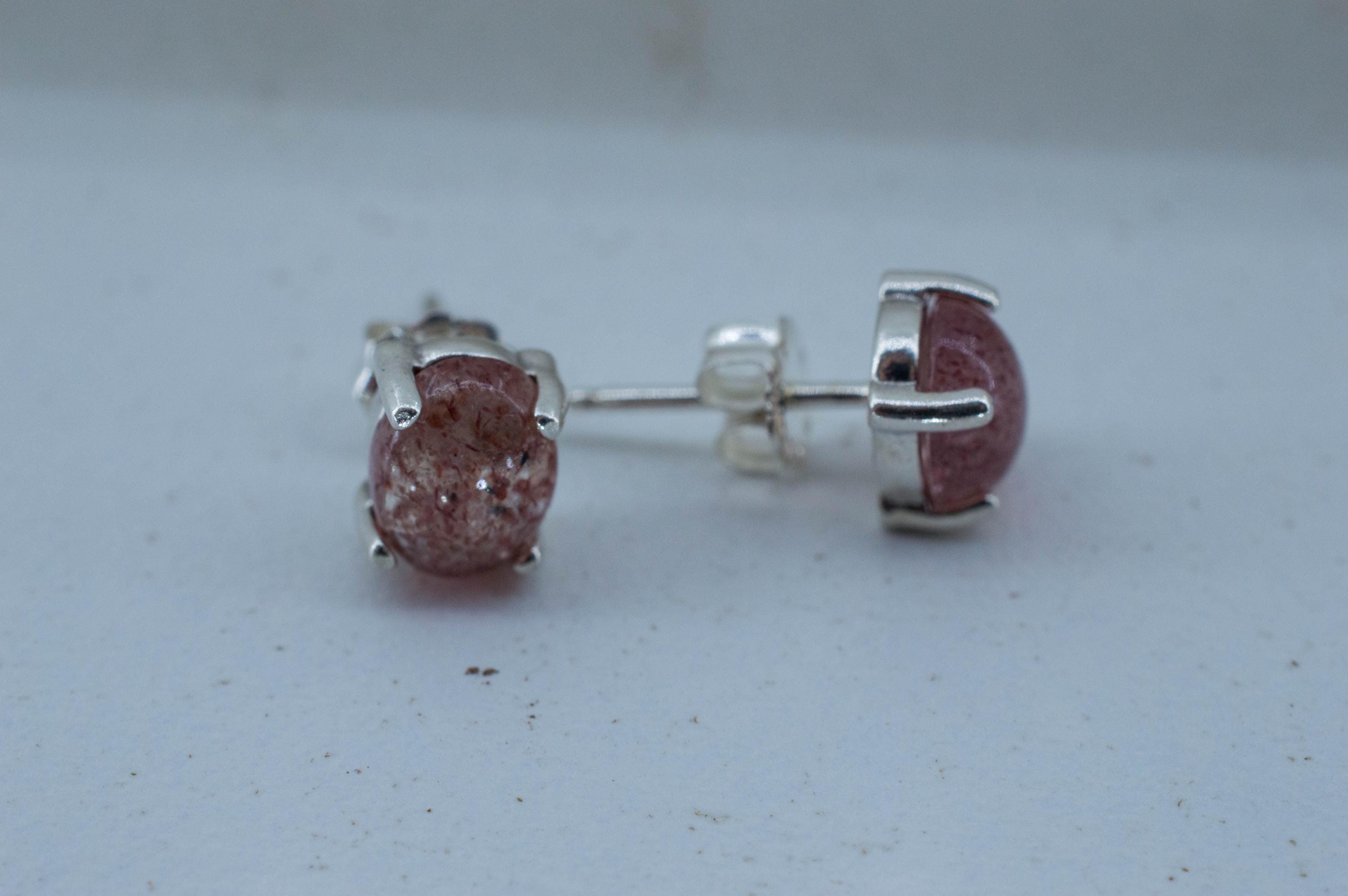 Strawberry Quartz Earrings; Natural Untreated Kazakhstan Quartz; 2.420cts