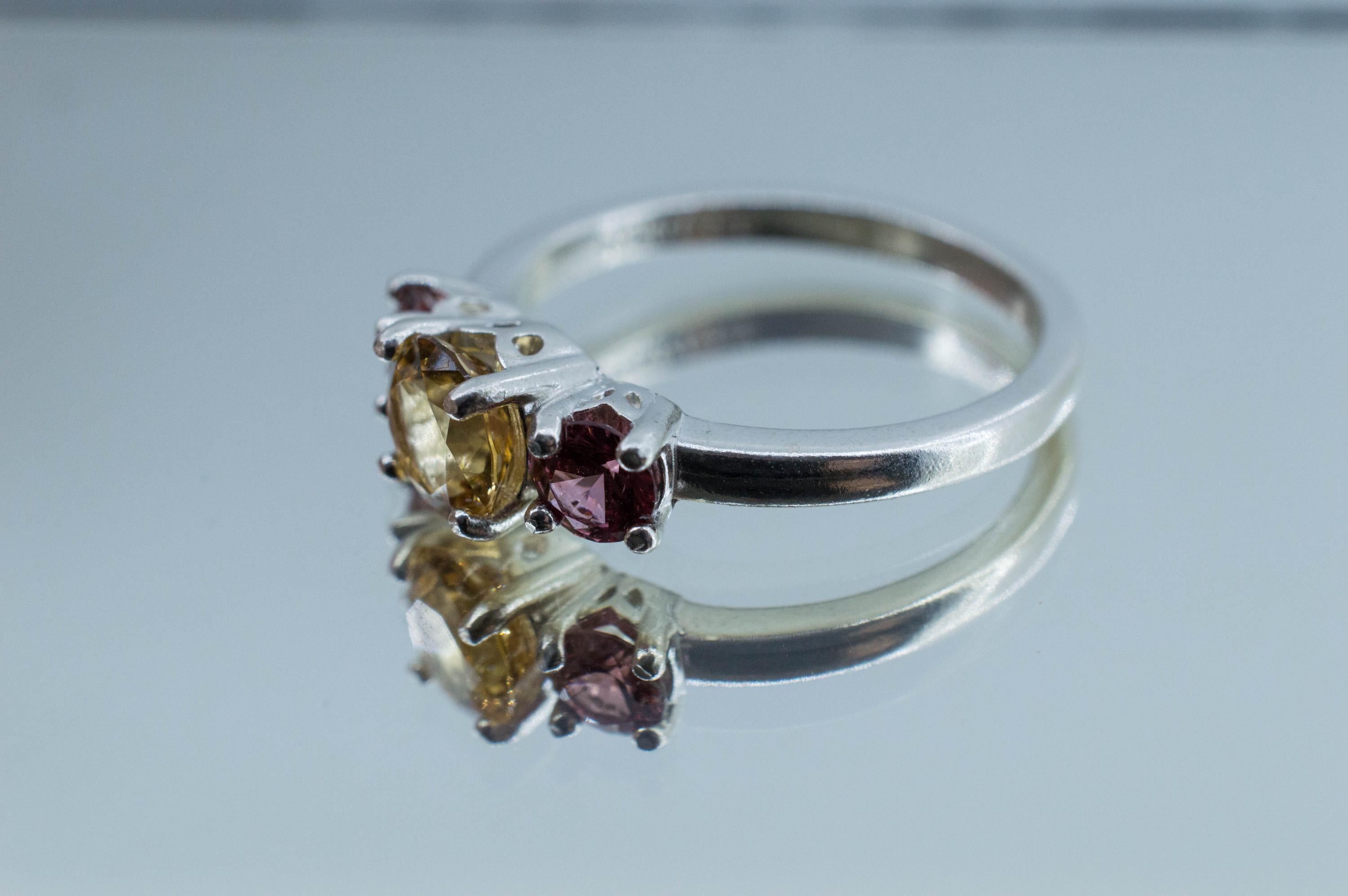 Heliodor and Garnet Ring, Natural Untreated Brazil Golden Beryl; 0.800cts