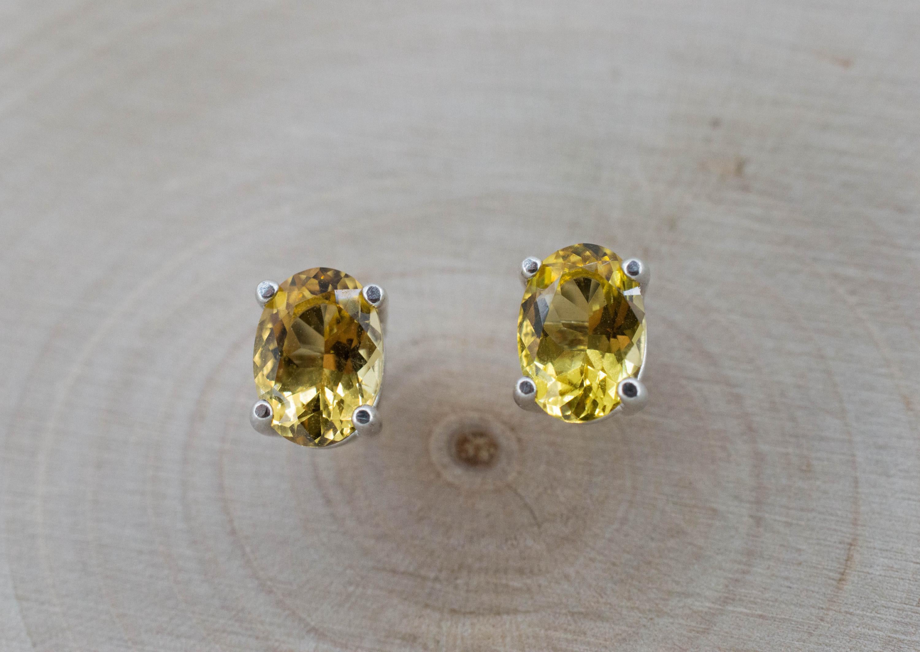 Heliodor Earrings, Natural Untreated Brazil Golden Beryl; 1.360cts