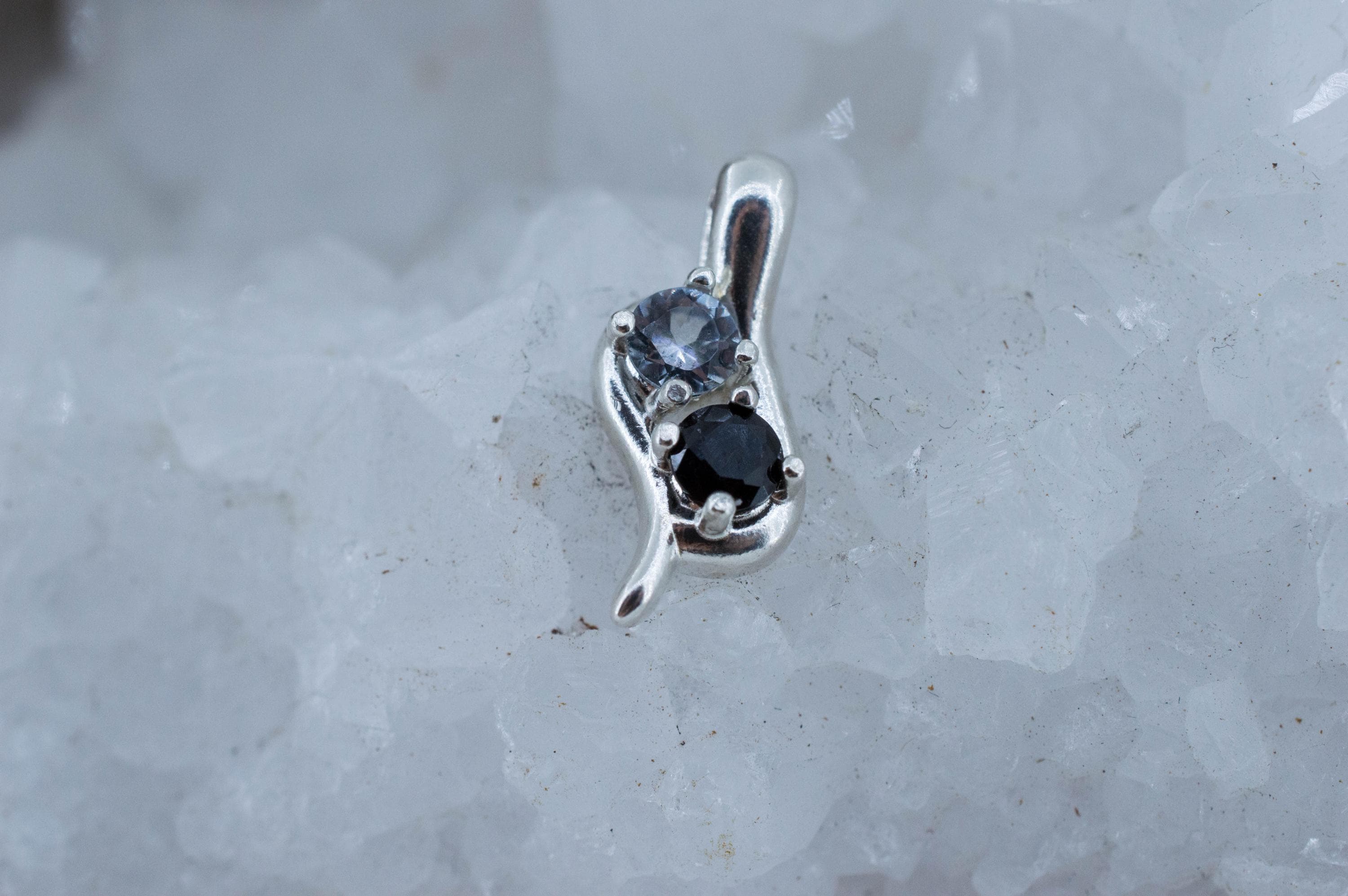 Black and Gray Spinel Pendant; Natural Untreated Thailand and Mozambique Spinel