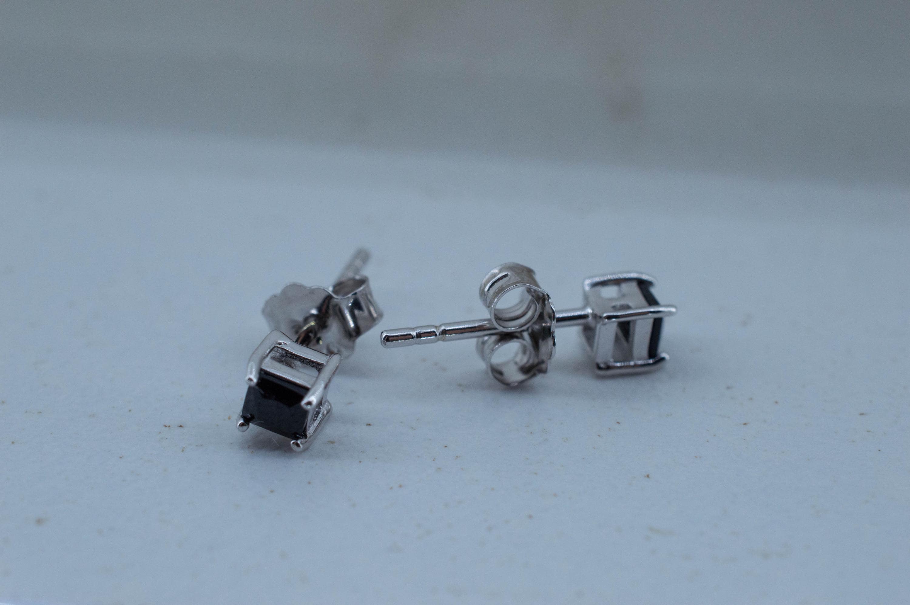 Black Spinel Earrings; Natural Untreated Thailand Spinel; 0.425cts