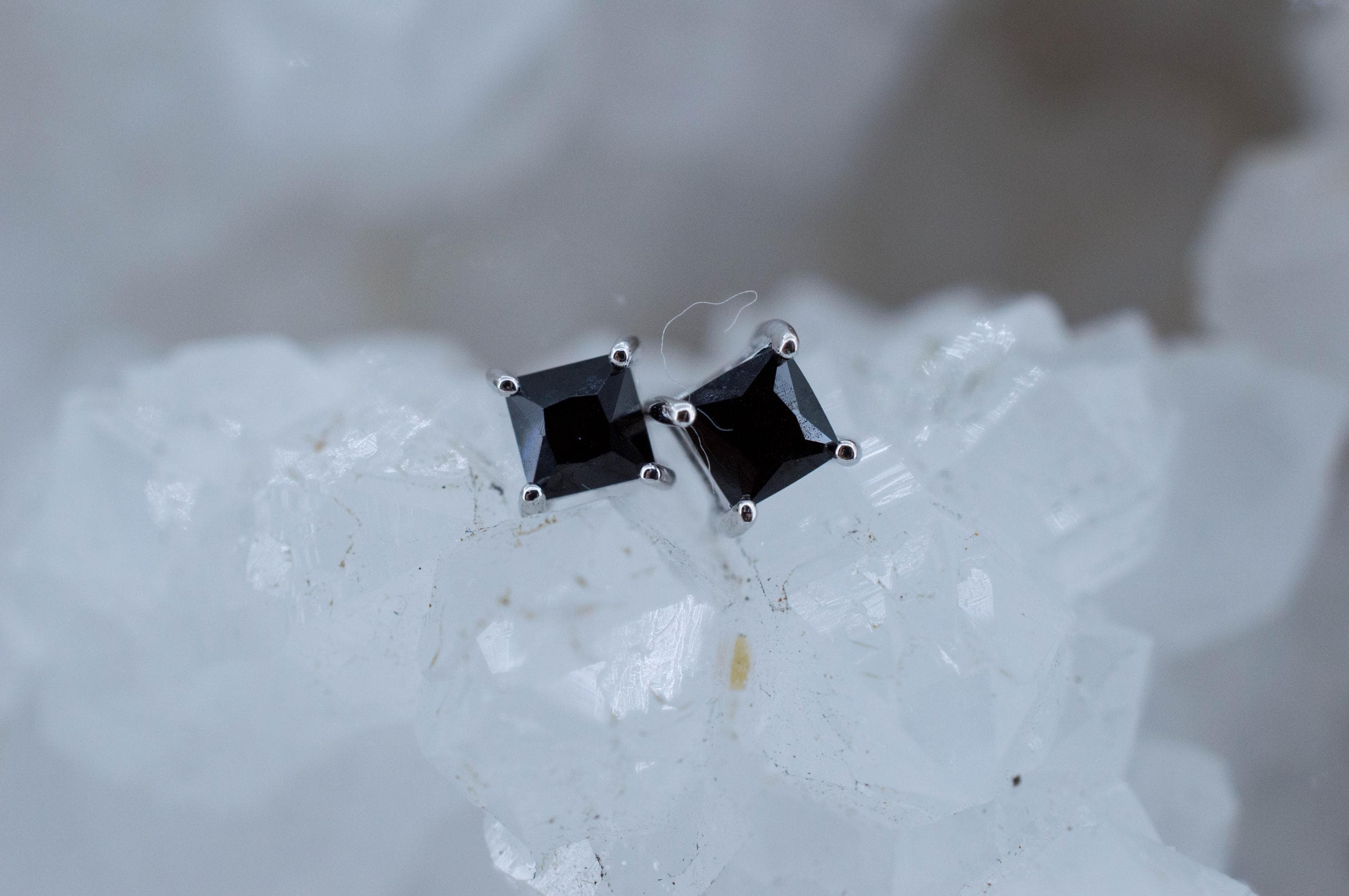 Black Spinel Earrings; Natural Untreated Thailand Spinel; 0.425cts