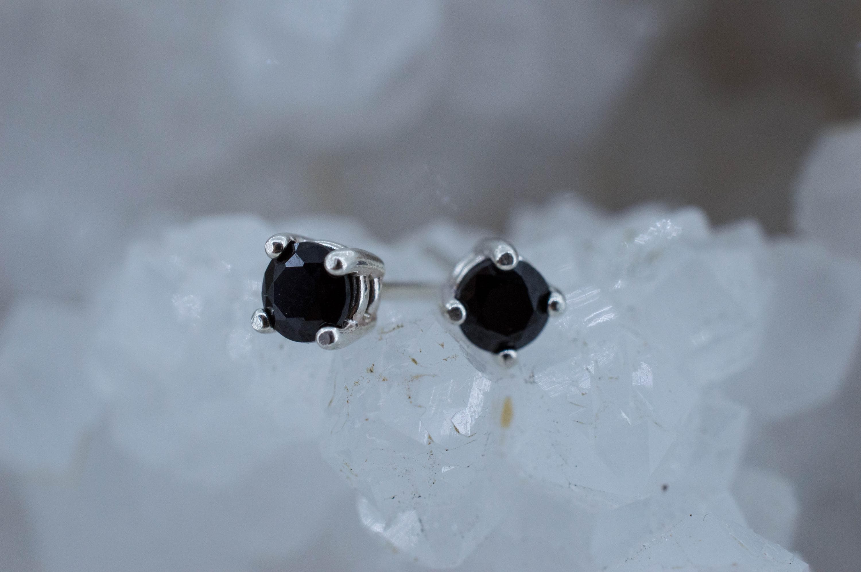 Black Spinel Earrings; Natural Untreated Thailand Spinel; 0.605cts