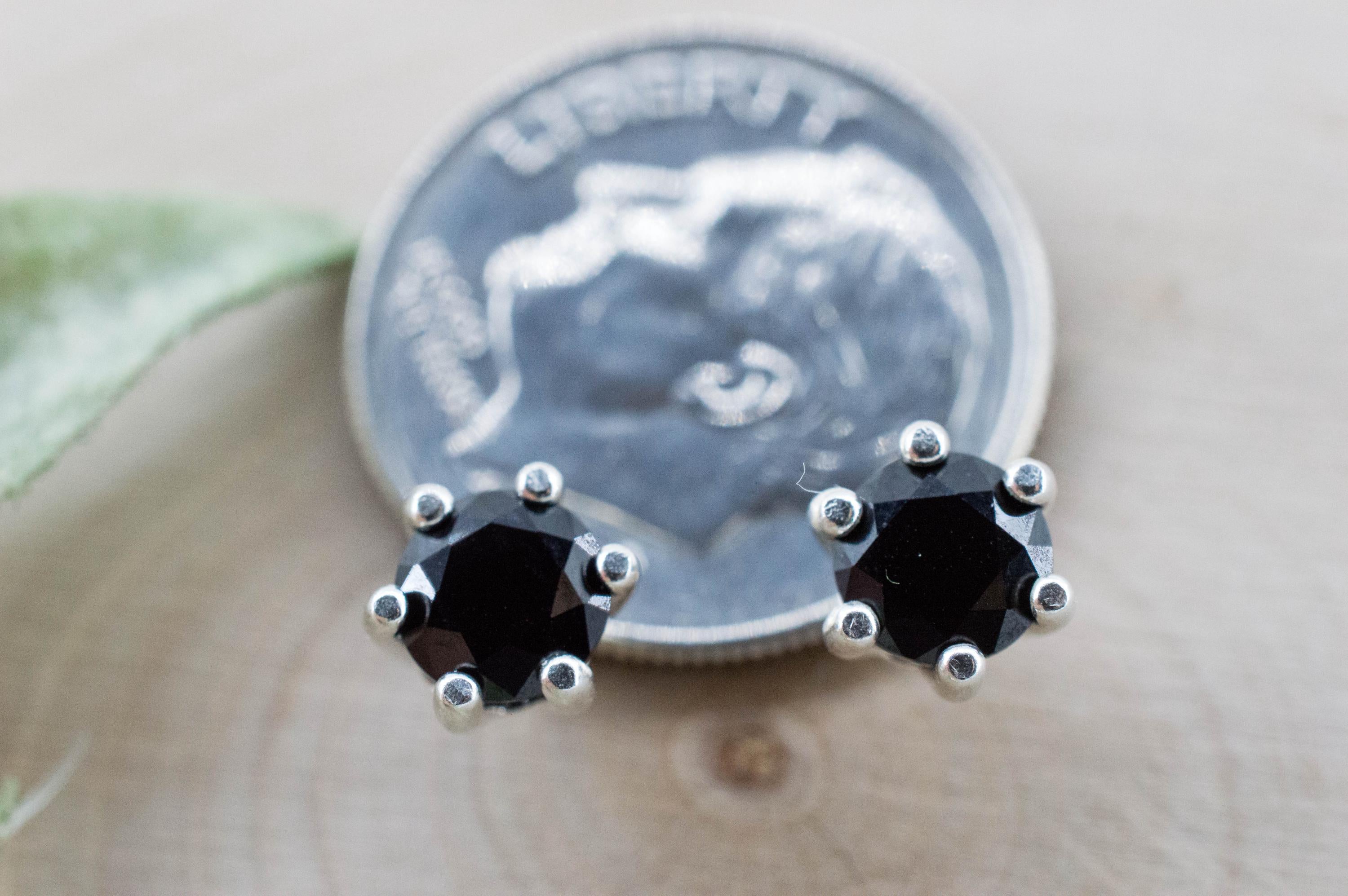 Black Spinel Earrings; Natural Untreated Thailand Spinel; 1.115cts