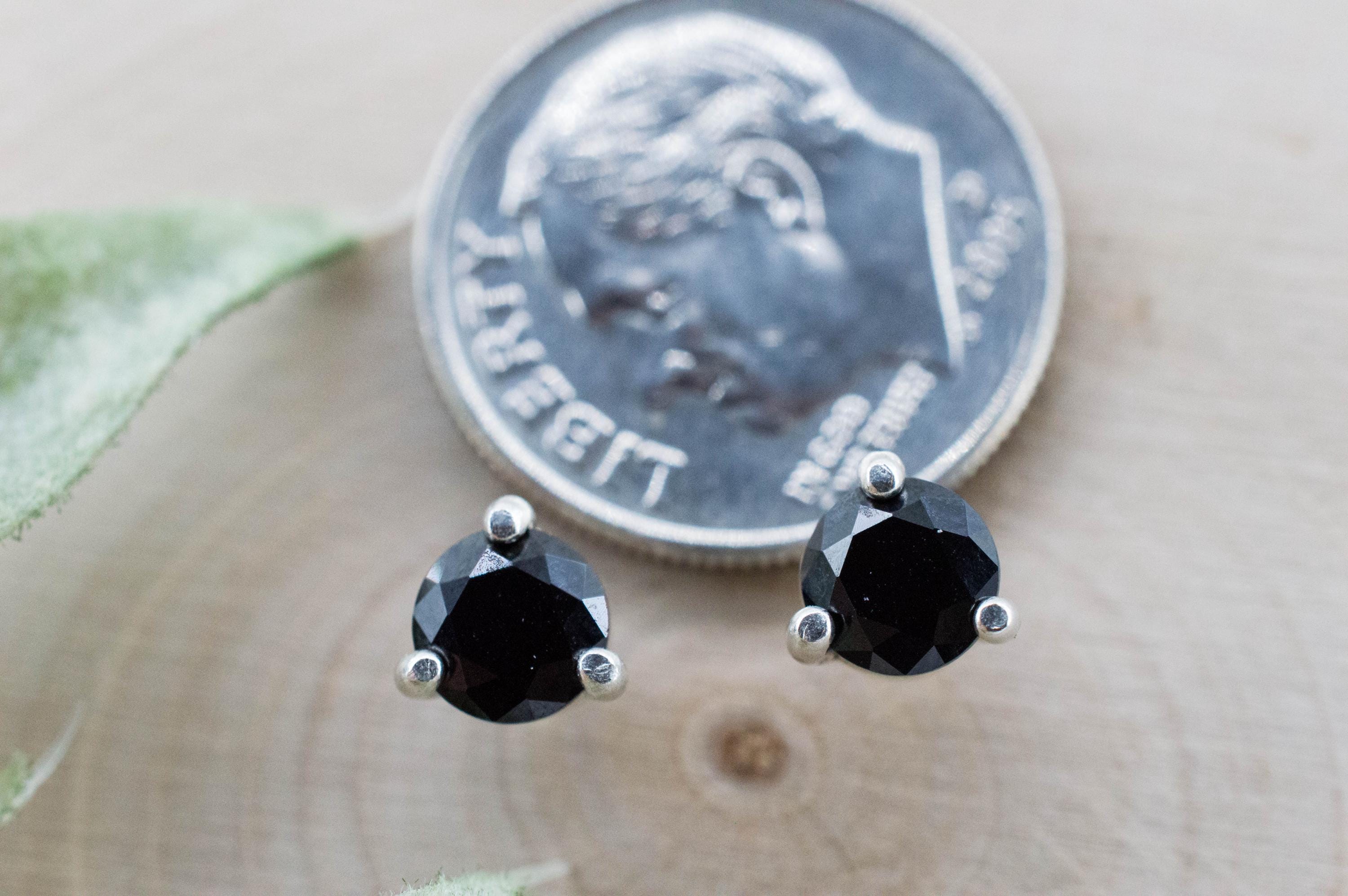 Black Spinel Earrings; Natural Untreated Thailand Spinel; 1.140cts