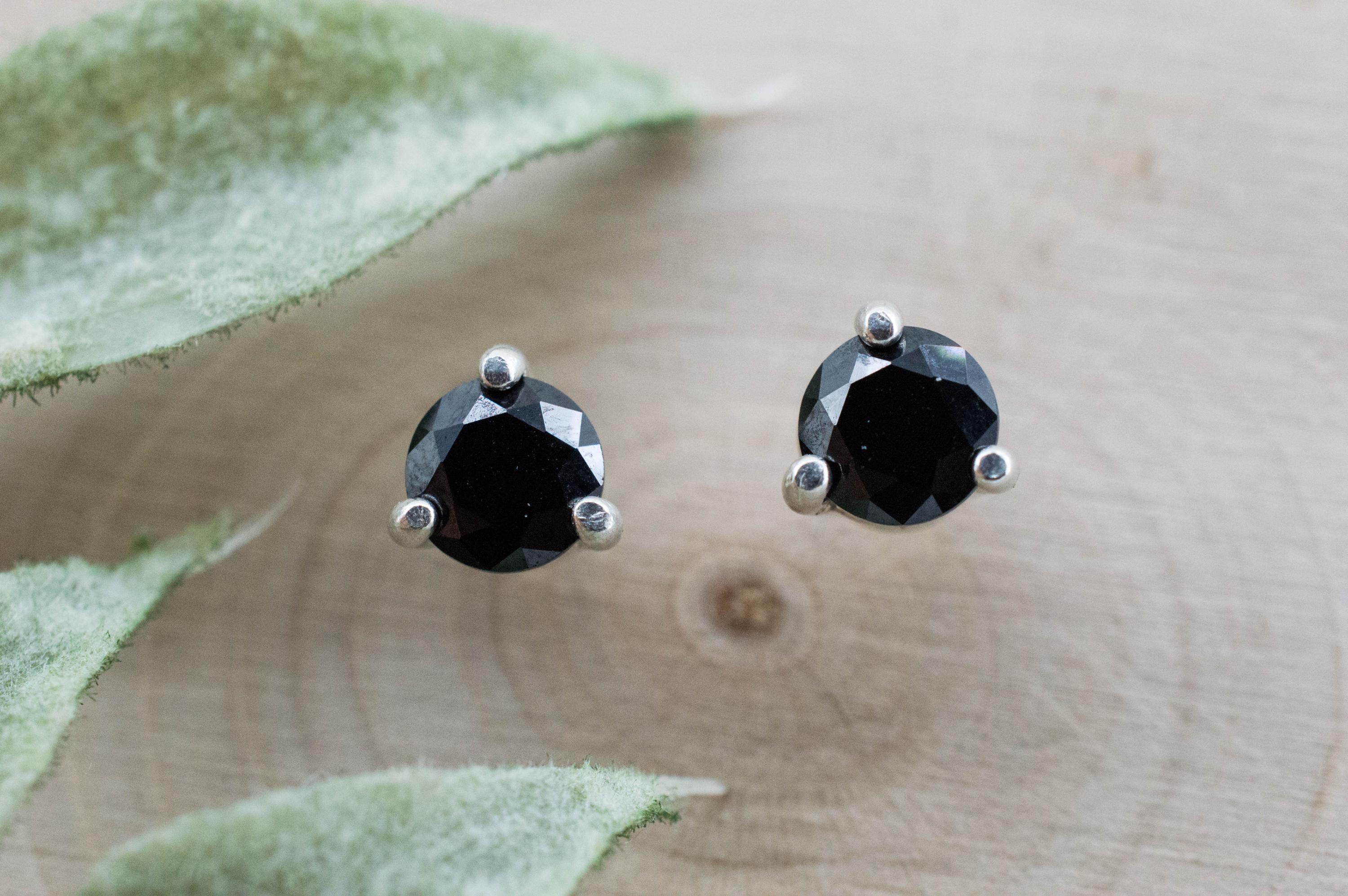 Black Spinel Earrings; Natural Untreated Thailand Spinel; 1.140cts