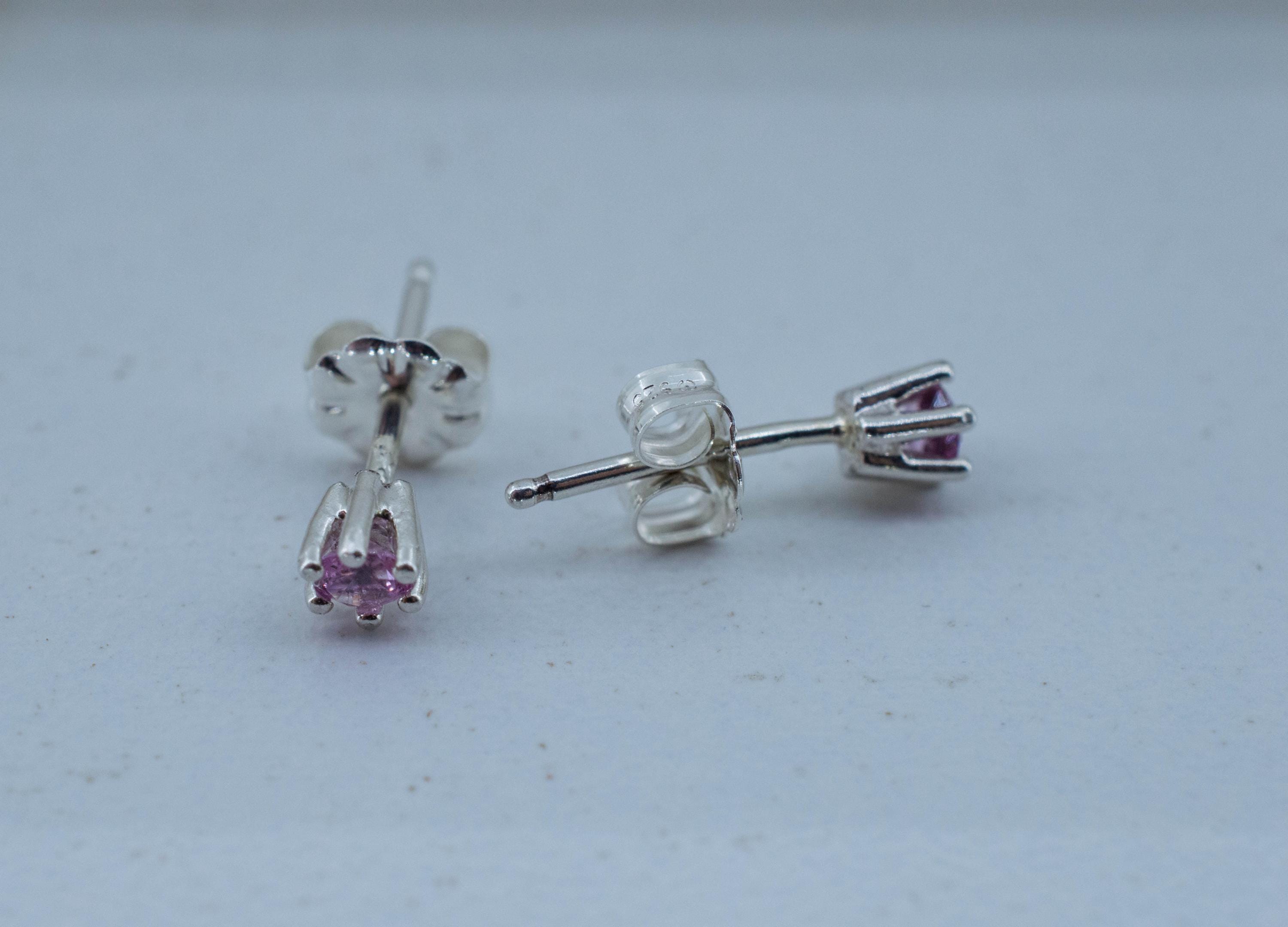 Pink Sapphire Earrings; Natural Untreated Sri Lanka Sapphire; 0.235cts