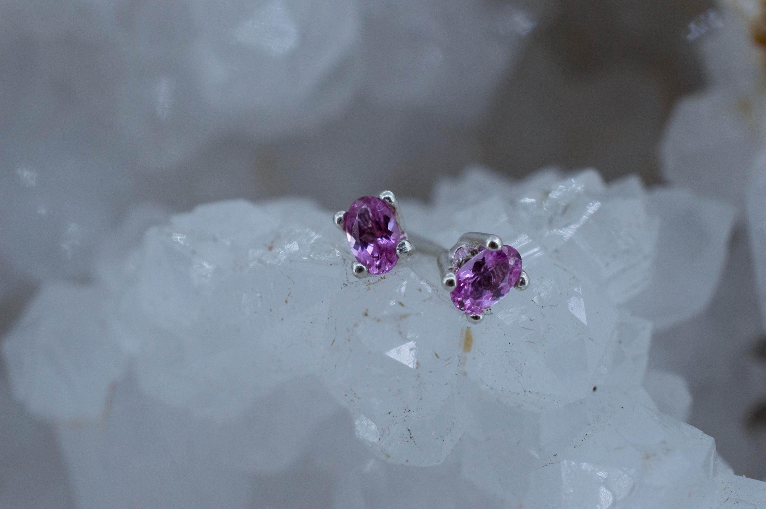 Pink Sapphire Earrings; Natural Sri Lanka Sapphire; 0.345cts
