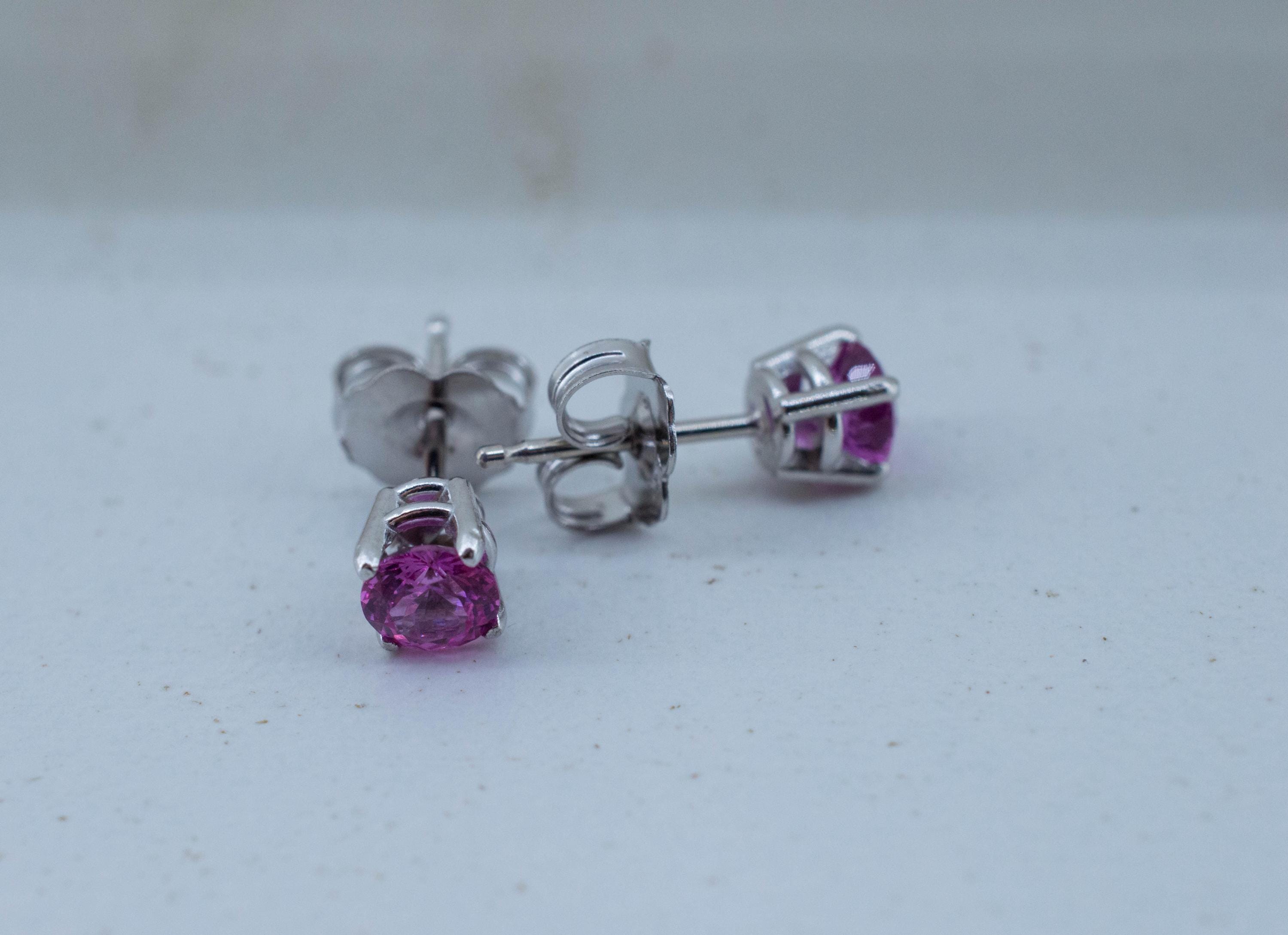 Pink Sapphire Earrings; Natural Sri Lanka Sapphire; 0.660cts