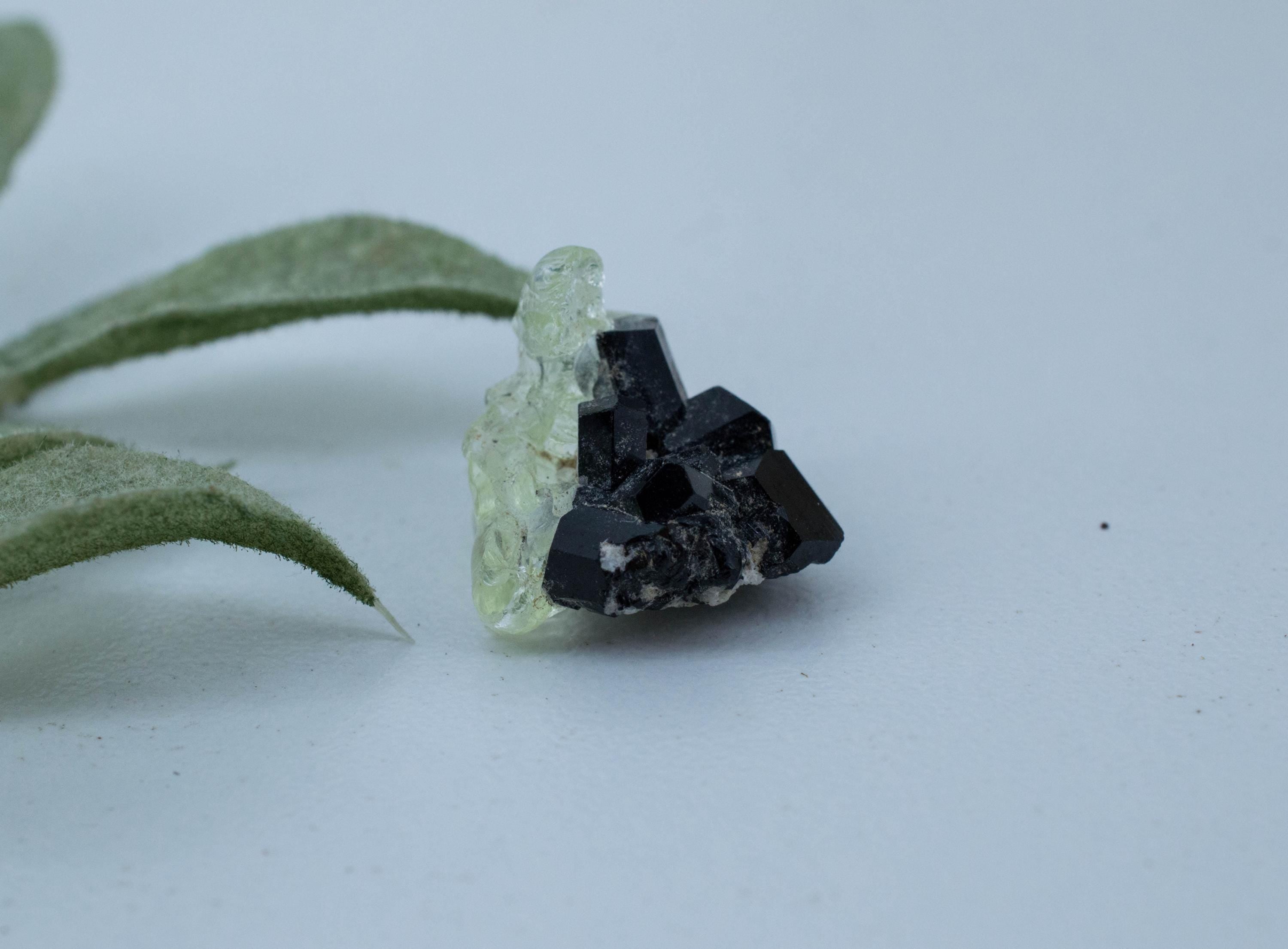 Hyalite Opal and Black Tourmaline Specimen; Natural Untreated Erongo Namibia Fluorescent Opal; 11.295cts