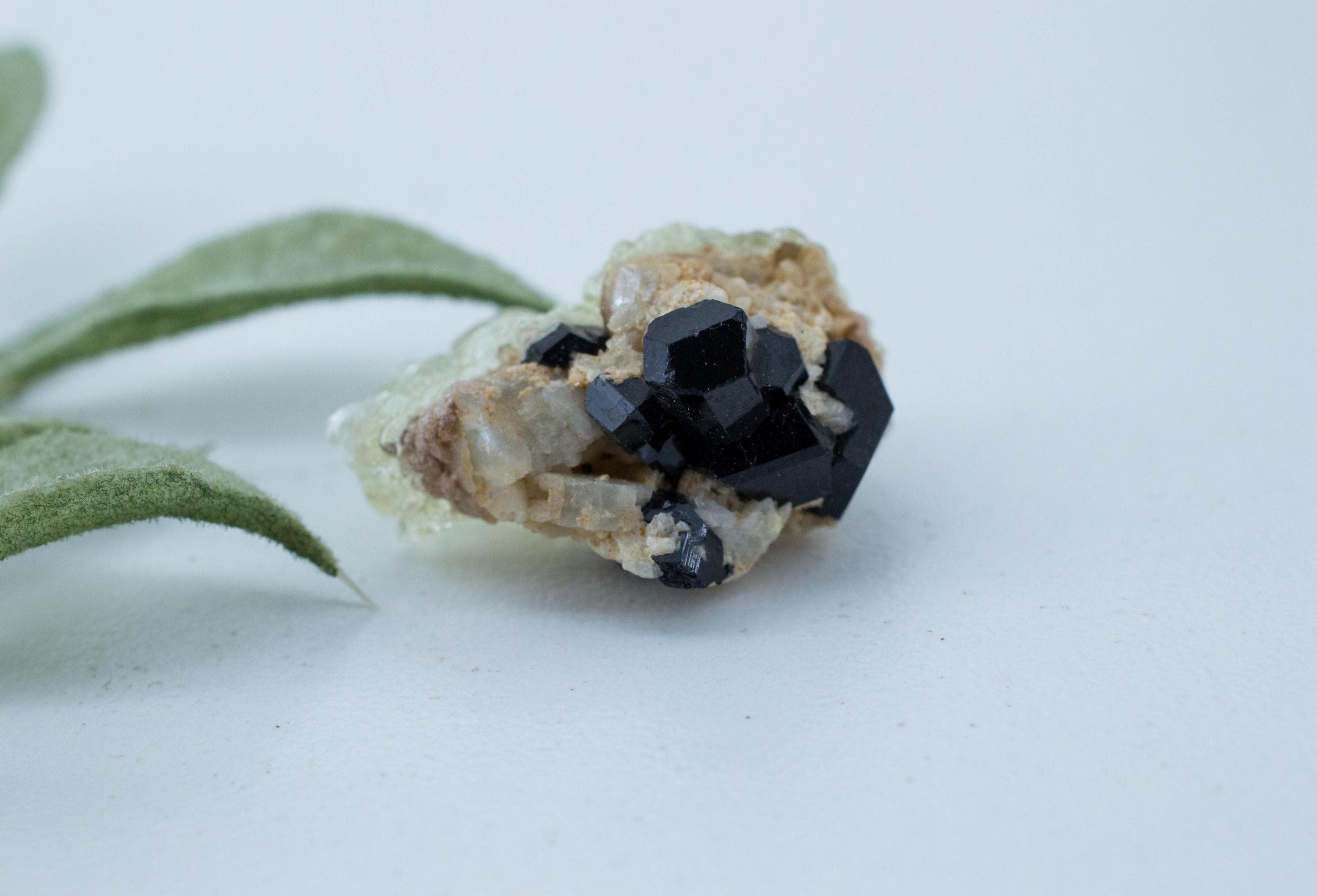 Hyalite Opal and Black Tourmaline Specimen; Natural Untreated Erongo Namibia Fluorescent Opal; 26.665cts
