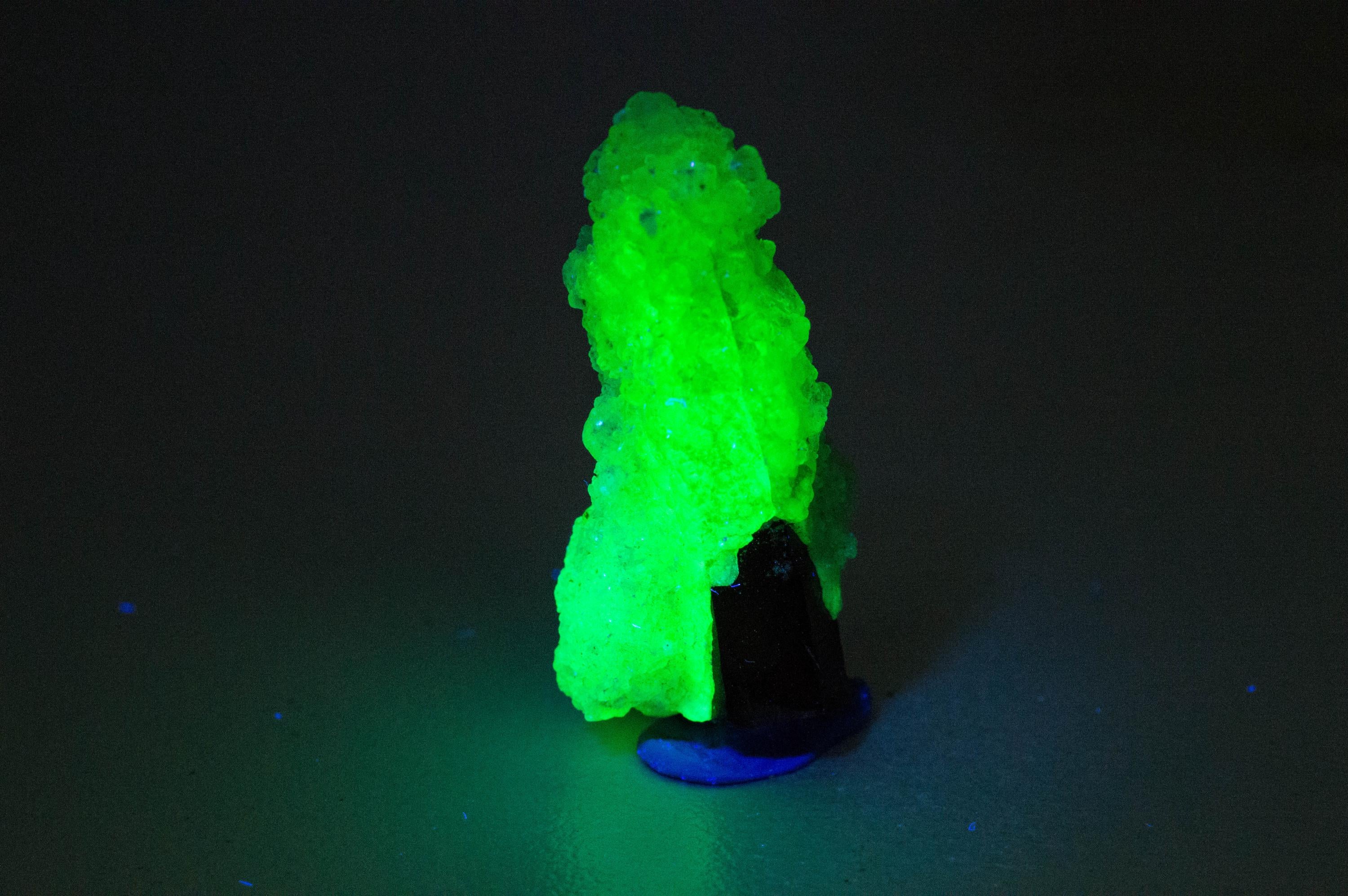 Hyalite Opal and Smoky Quartz Specimen; Natural Untreated Erongo Namibia Fluorescent Opal; 28.640cts
