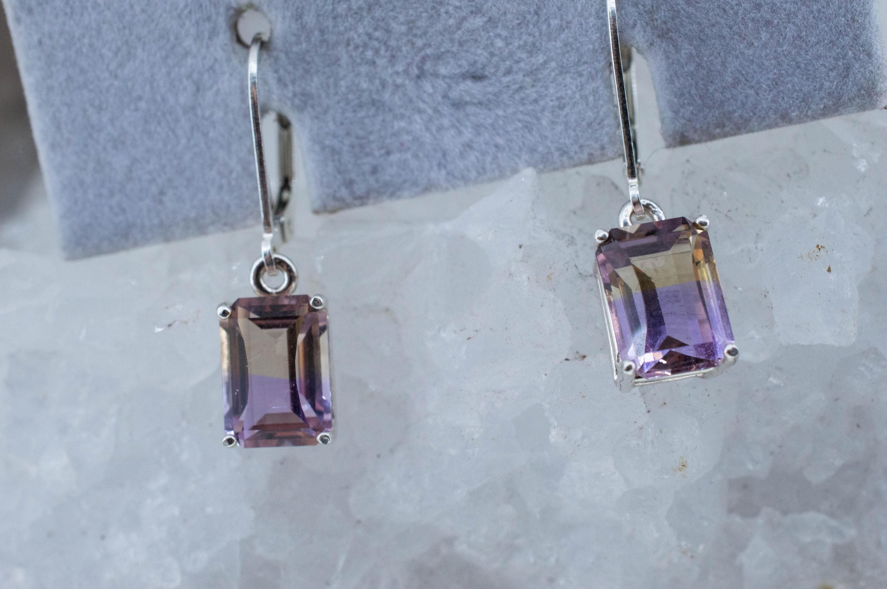 Ametrine Earrings; Natural Untreated Bolivian Ametrine; 4.590cts