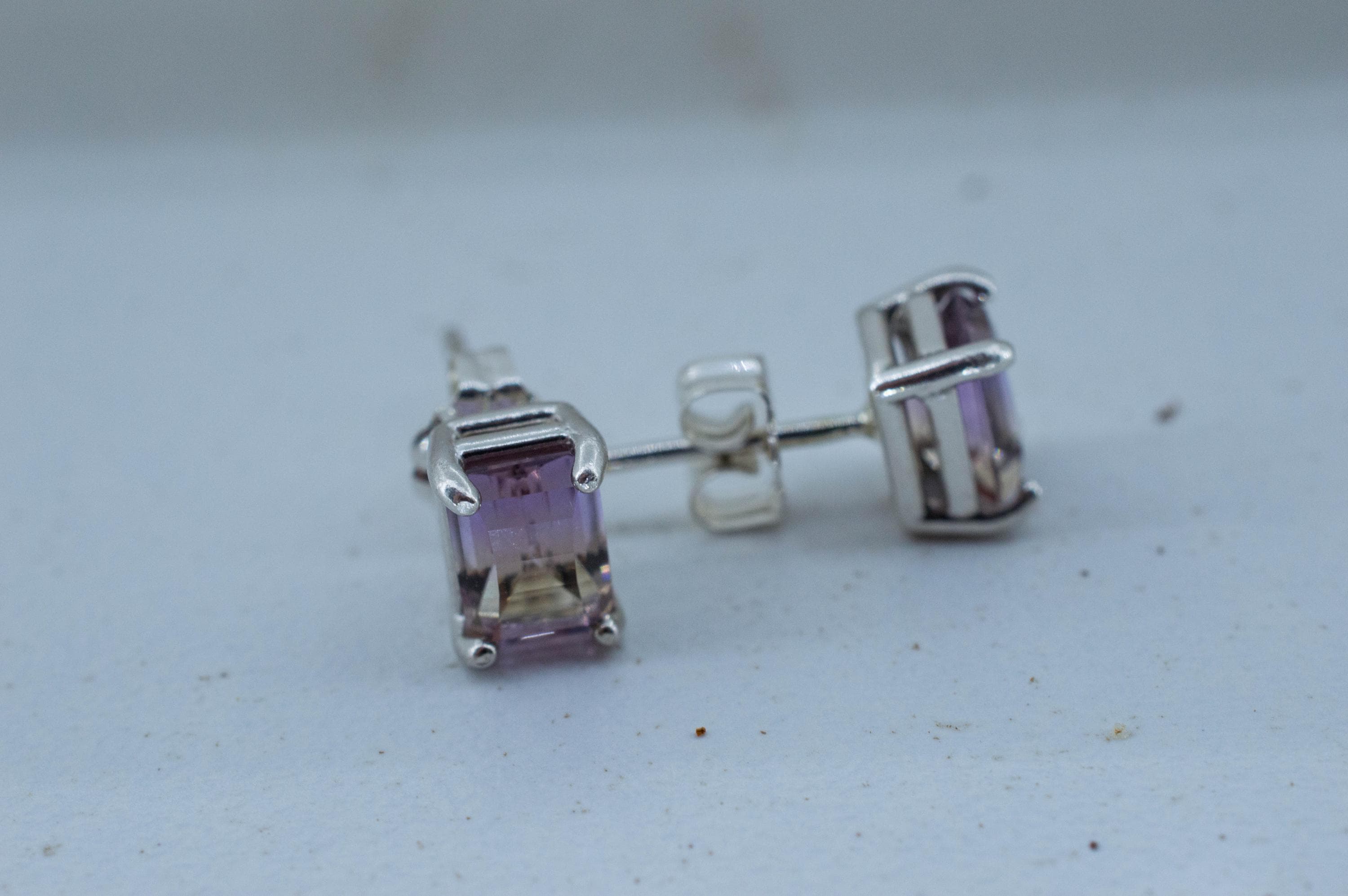 Ametrine Earrings; Natural Untreated Bolivia Ametrine; 1.590cts