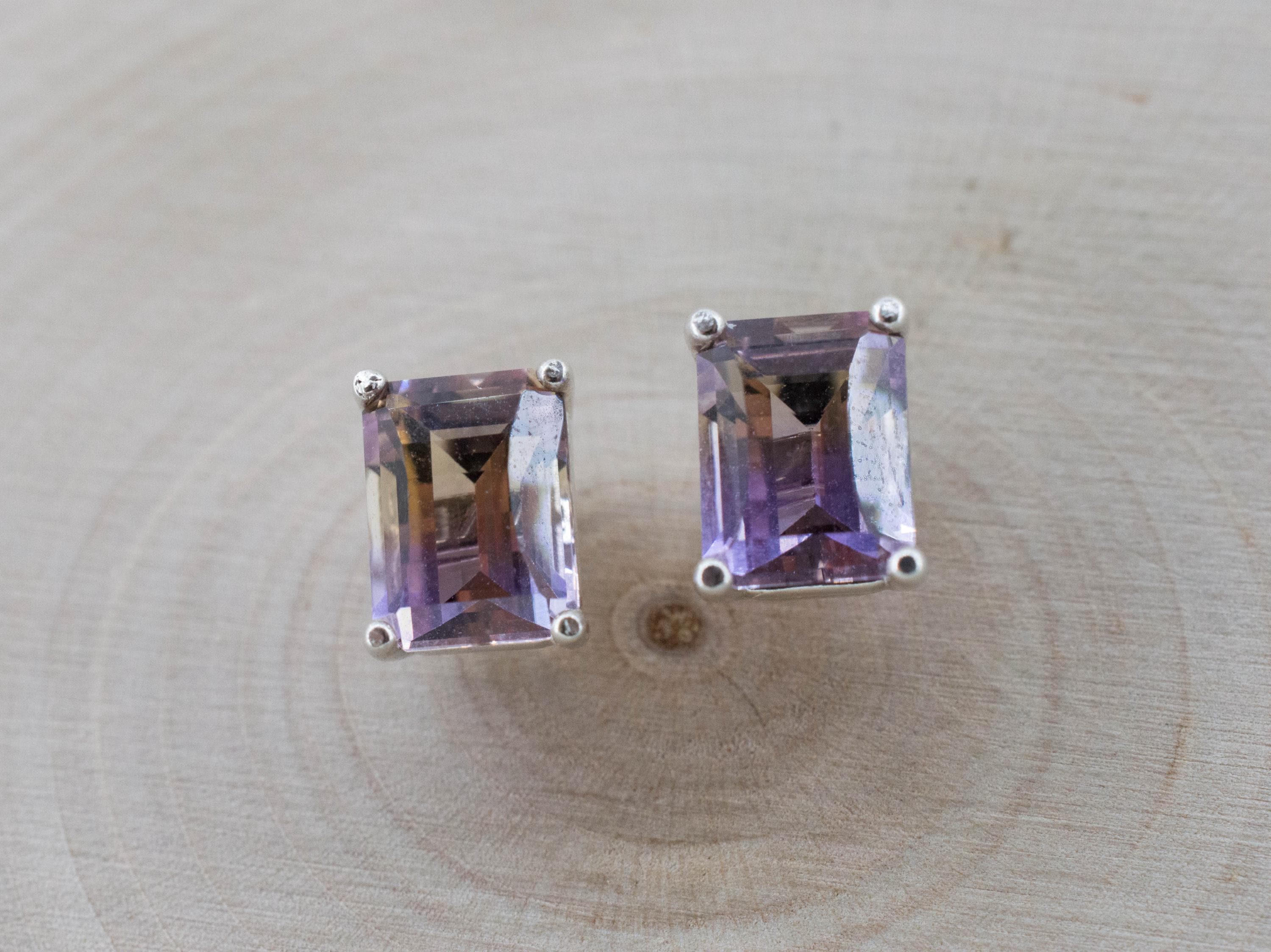 Ametrine Earrings; Natural Untreated Bolivia Ametrine; 3.090cts