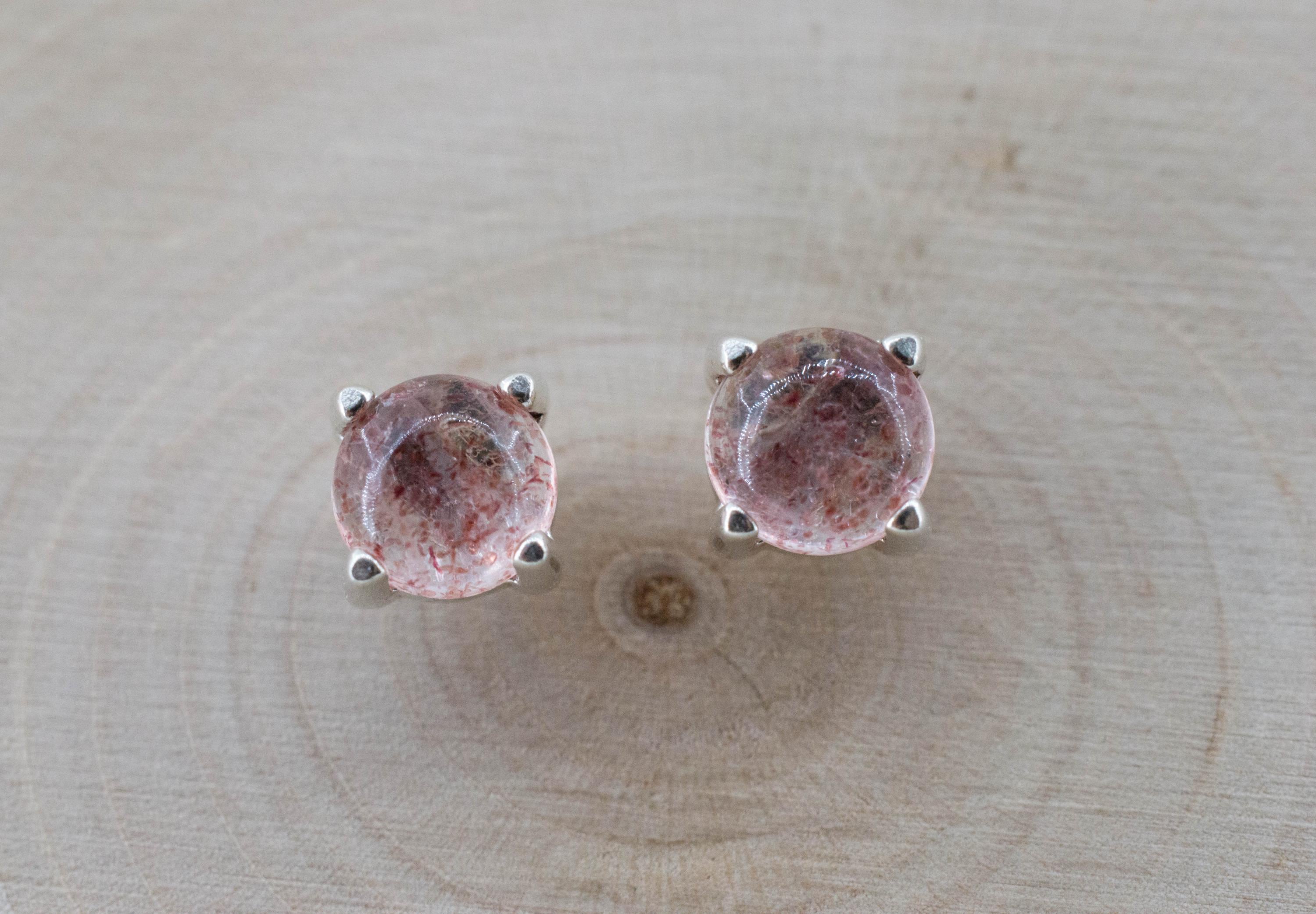 Strawberry Quartz Earrings; Natural Untreated Kazakhstan Quartz; 1.700cts