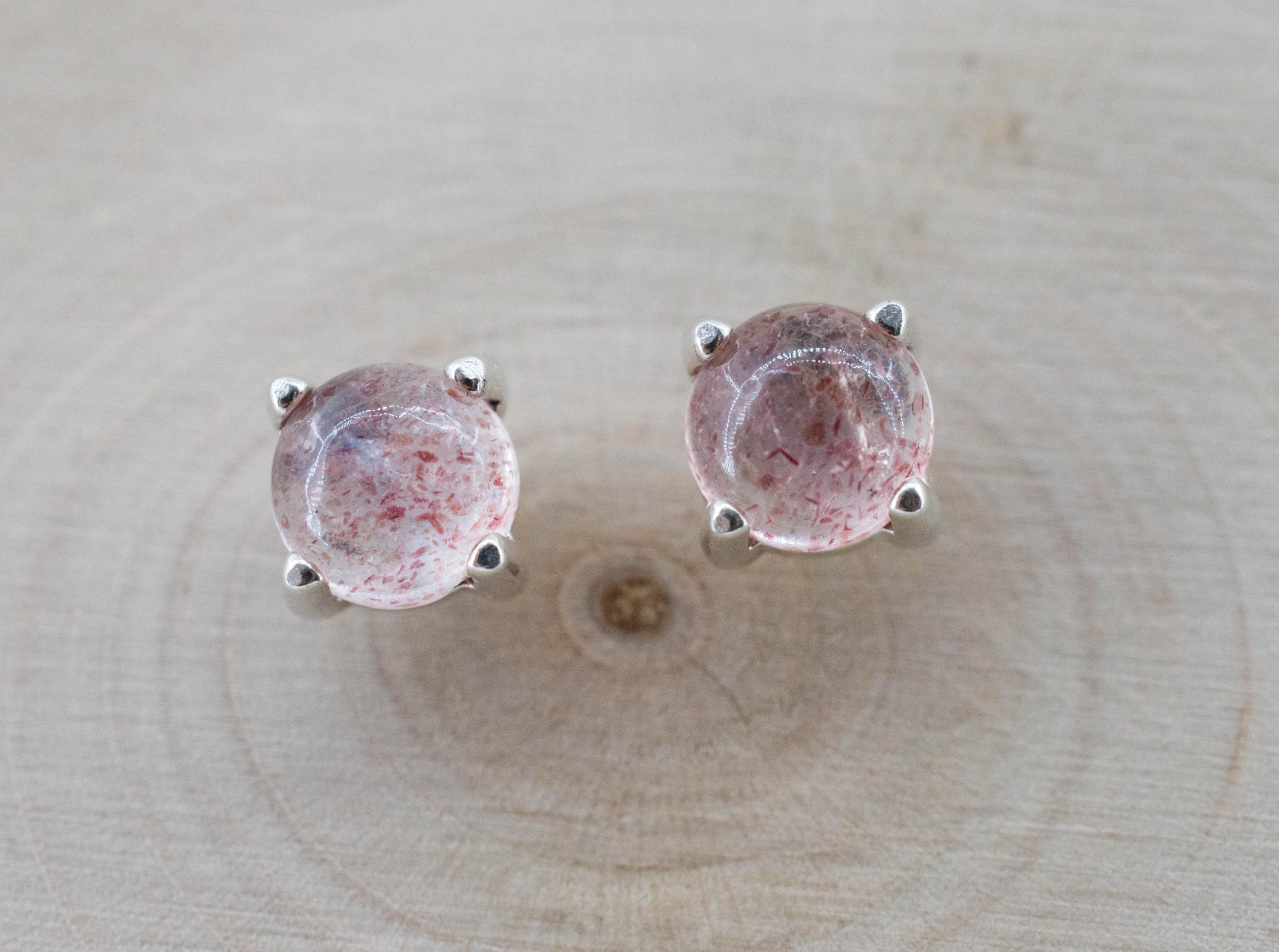 Strawberry Quartz Earrings; Natural Untreated Kazakhstan Quartz; 1.730cts