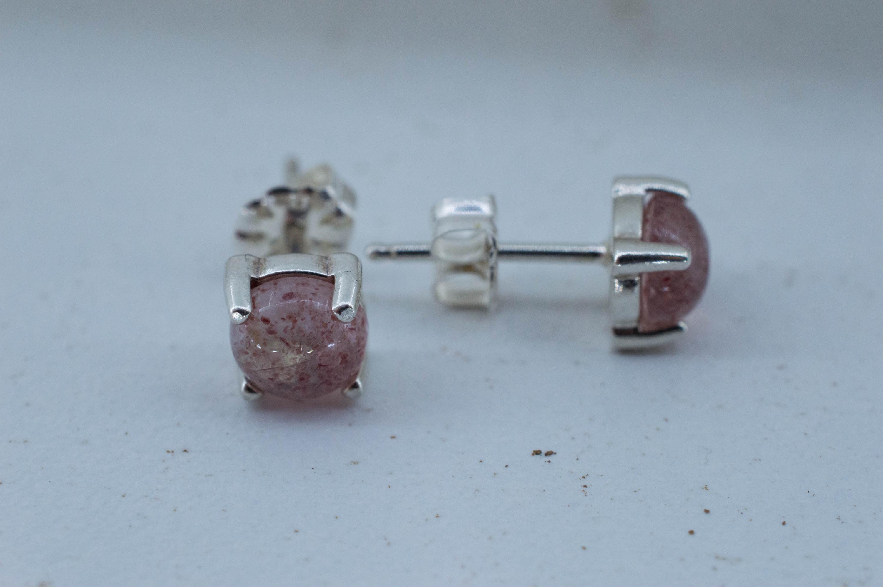 Strawberry Quartz Earrings; Natural Untreated Kazakhstan Quartz; 1.730cts